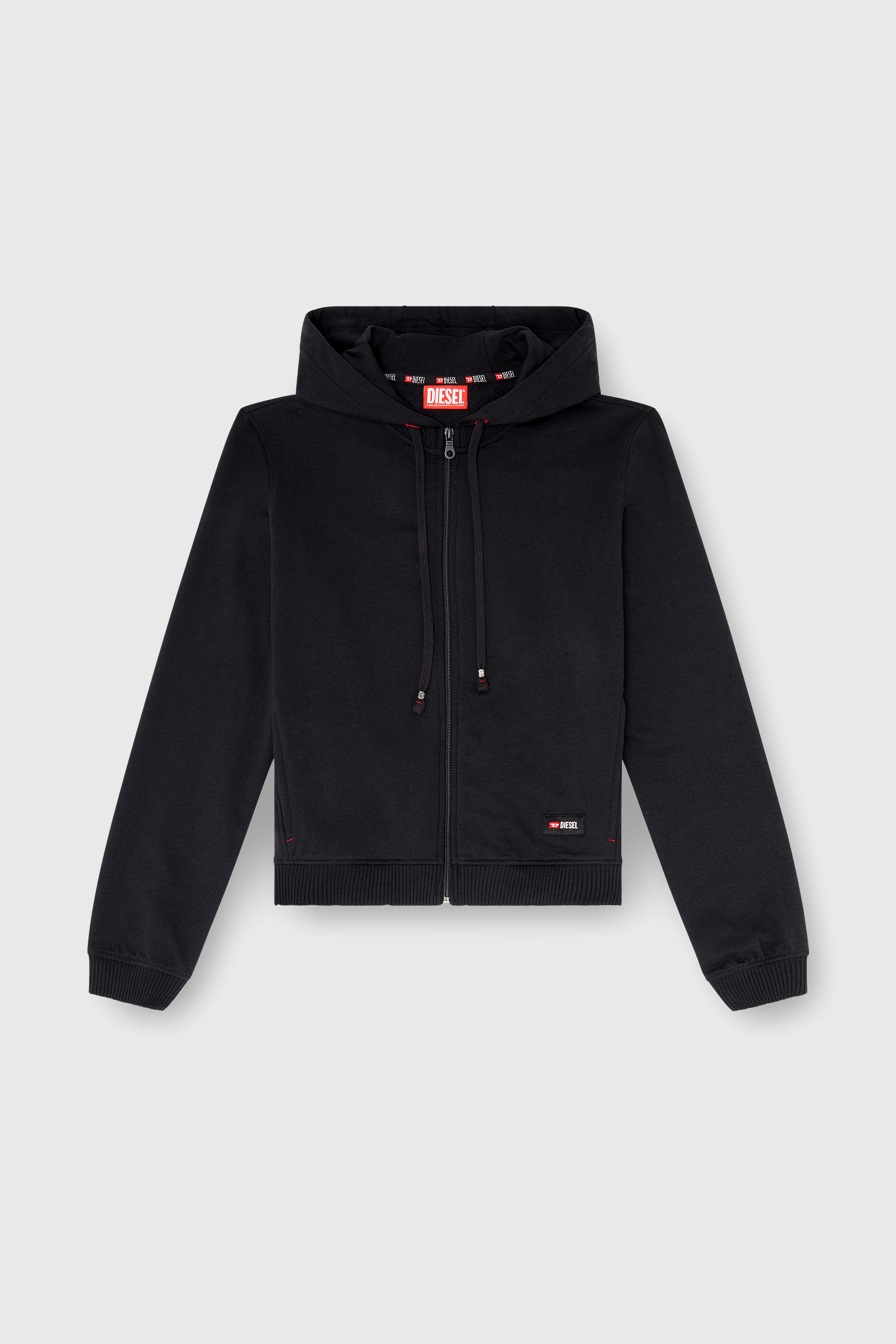 Diesel - HARRIET-D-CORE, Woman's Hoodie in peached cotton blend in Black - 1