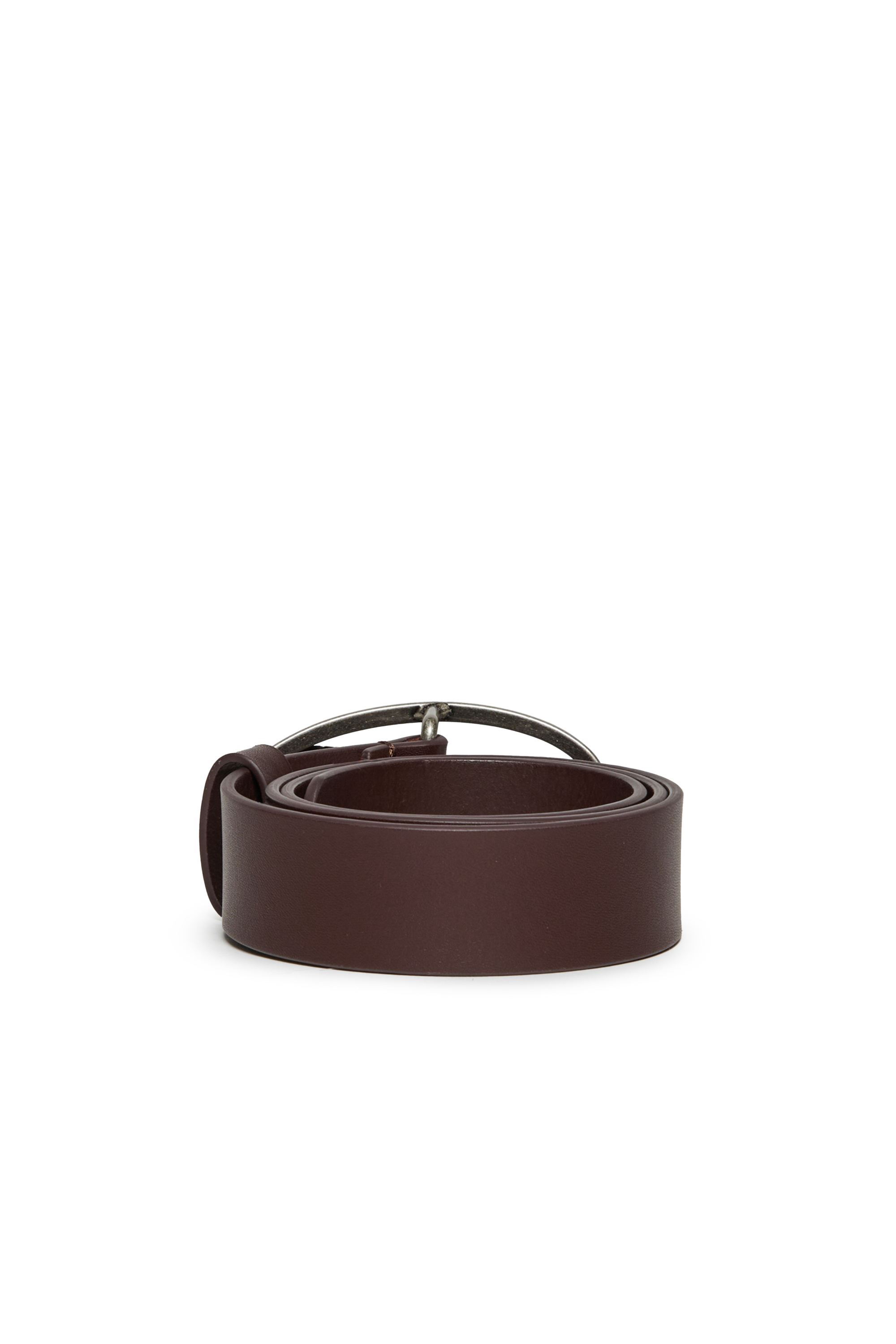 Diesel - B1DR, Unisex's Leather belt with Oval D buckle in Dark Brown - 2