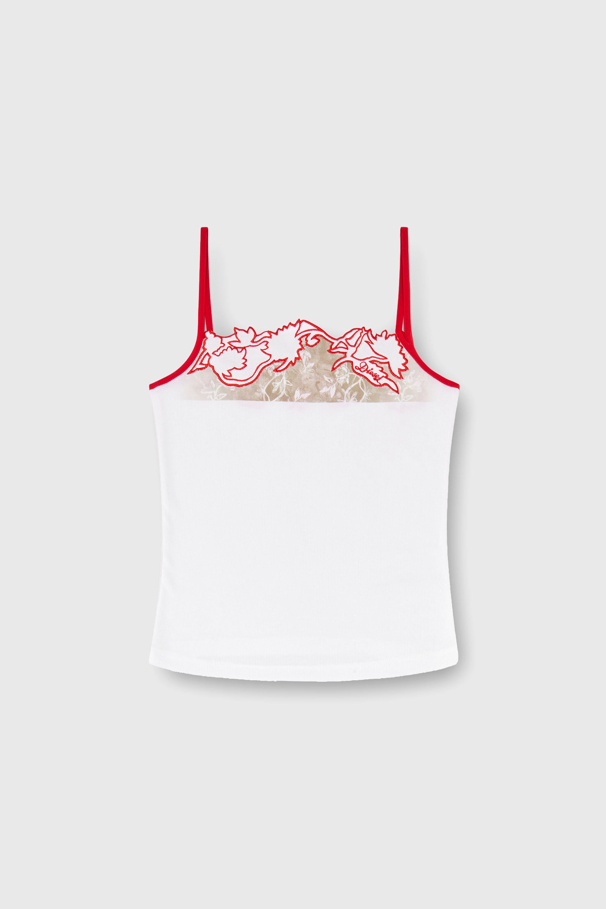 Diesel - T-EDNA, Woman's Ribbed camisole with floral outline embroidery in null - 2