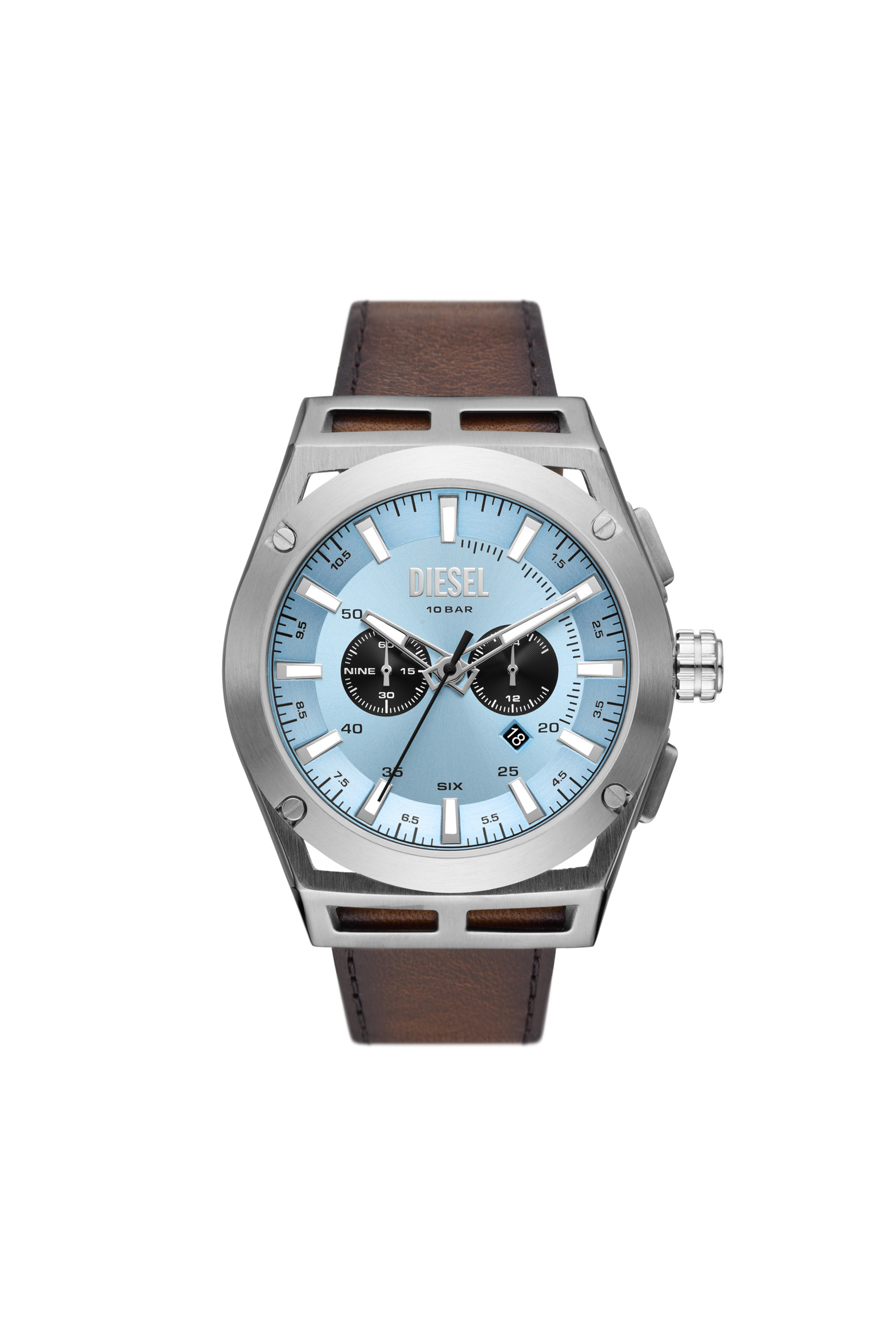 Diesel - DZ4611, Man's Timeframe Chronograph Brown Leather Watch in Brown - 1