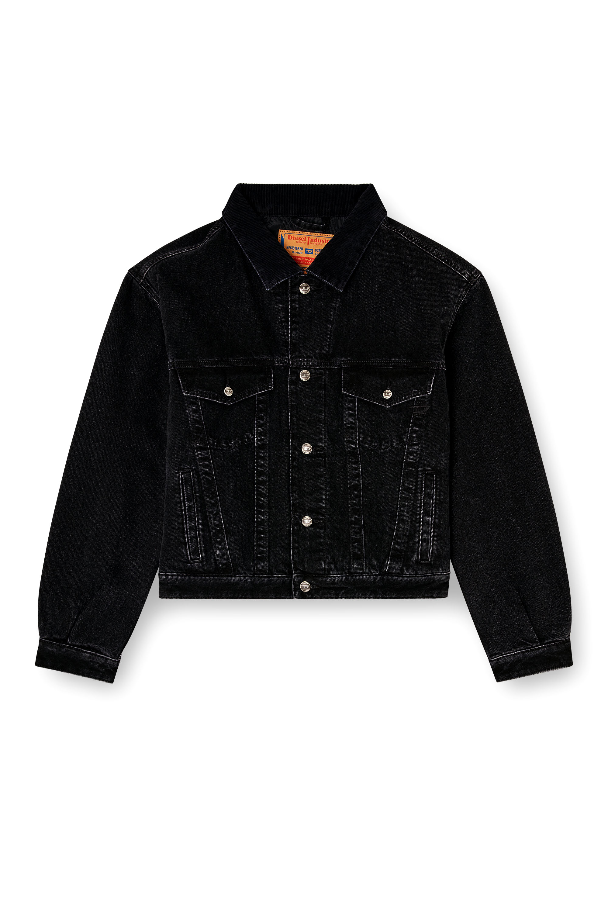 Diesel - D-RANGER-T, Unisex's Padded trucker jacket in denim in Black - 2