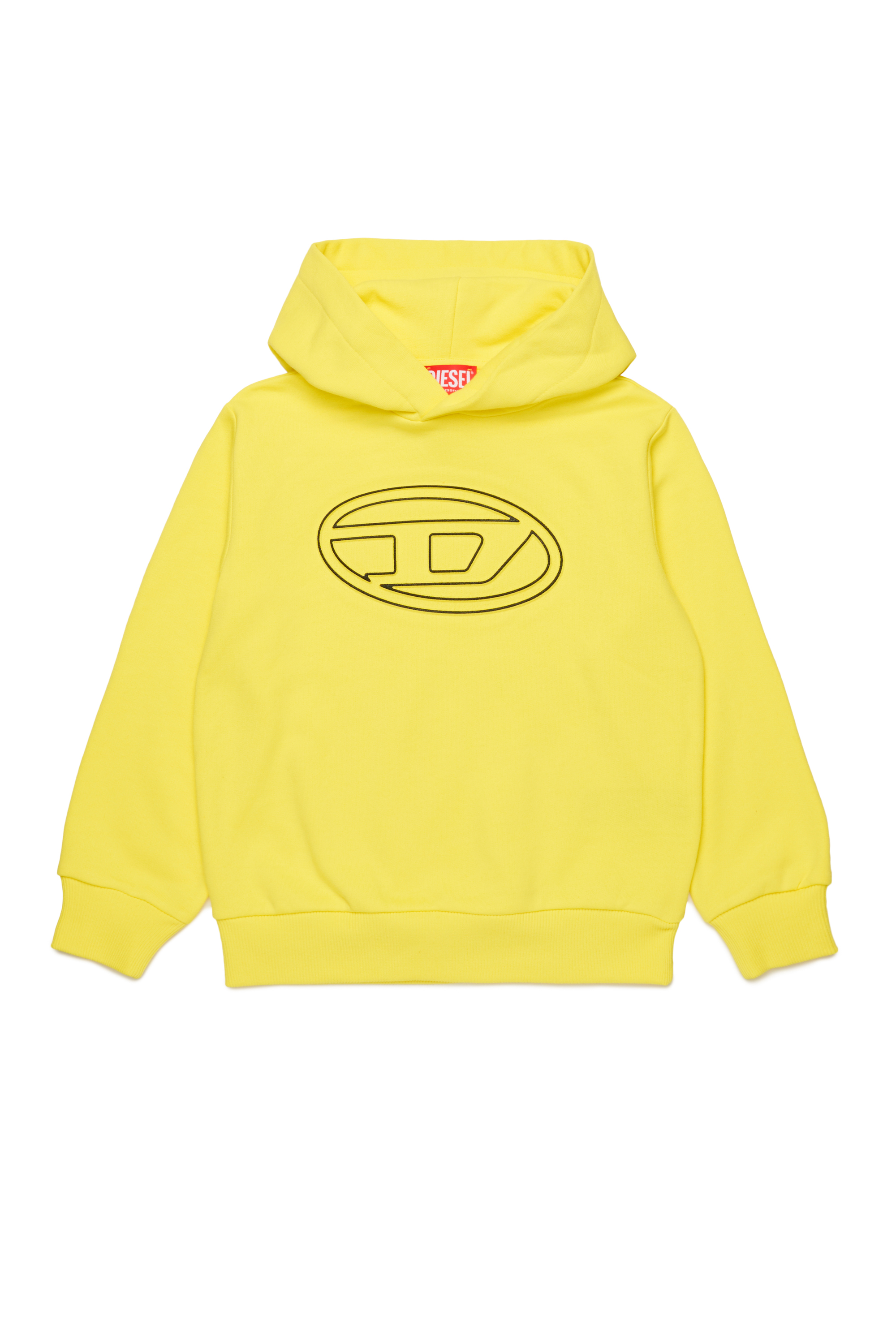 Diesel - SBIGOVALHOOD OVER, Man's Hoodie with embossed Oval D logo in Yellow - 1