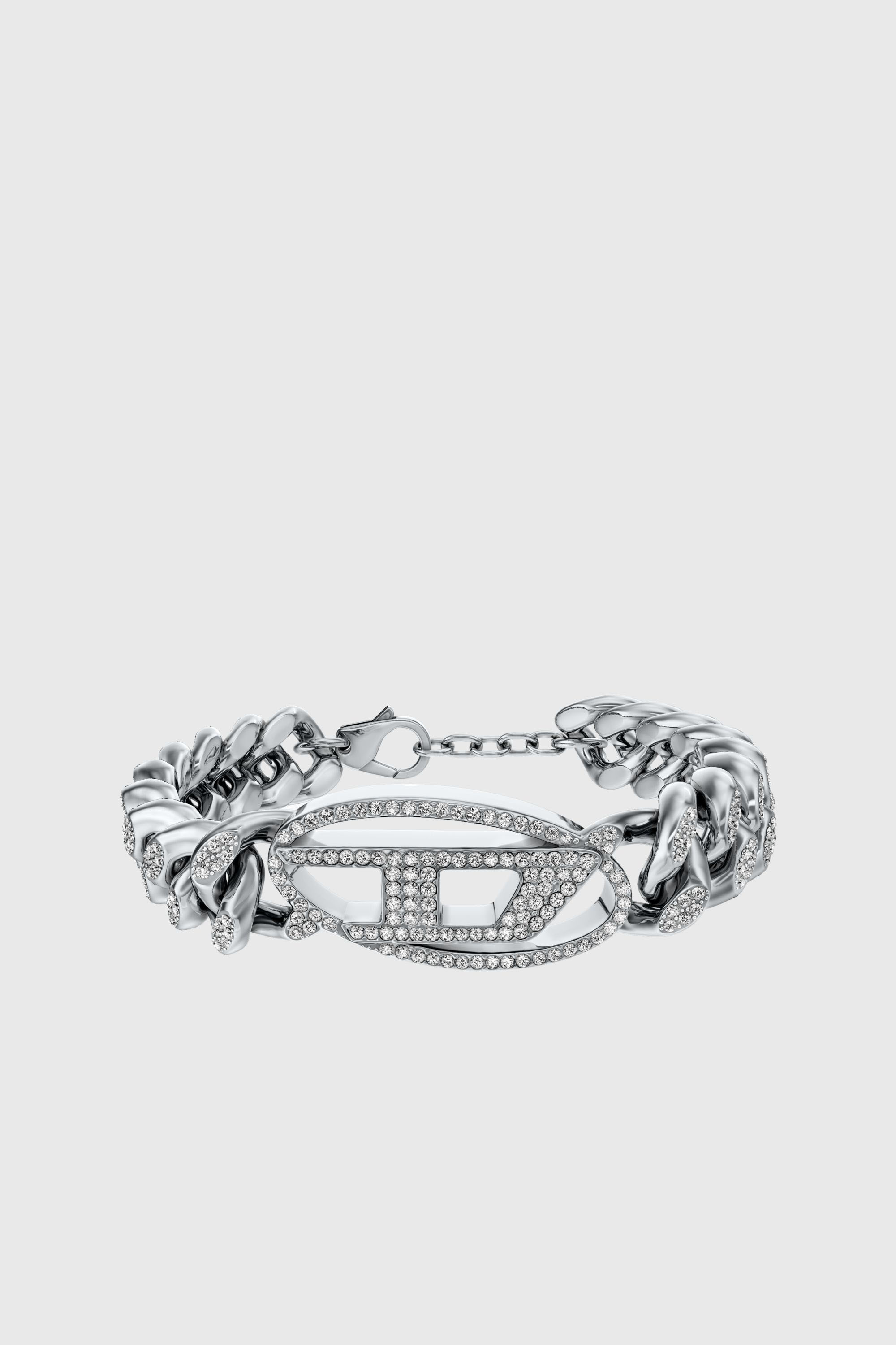 Diesel - DX1707040 JEWELLERY, Unisex's Stainless steel Oval D glitz chain bracelet in Silver - 1