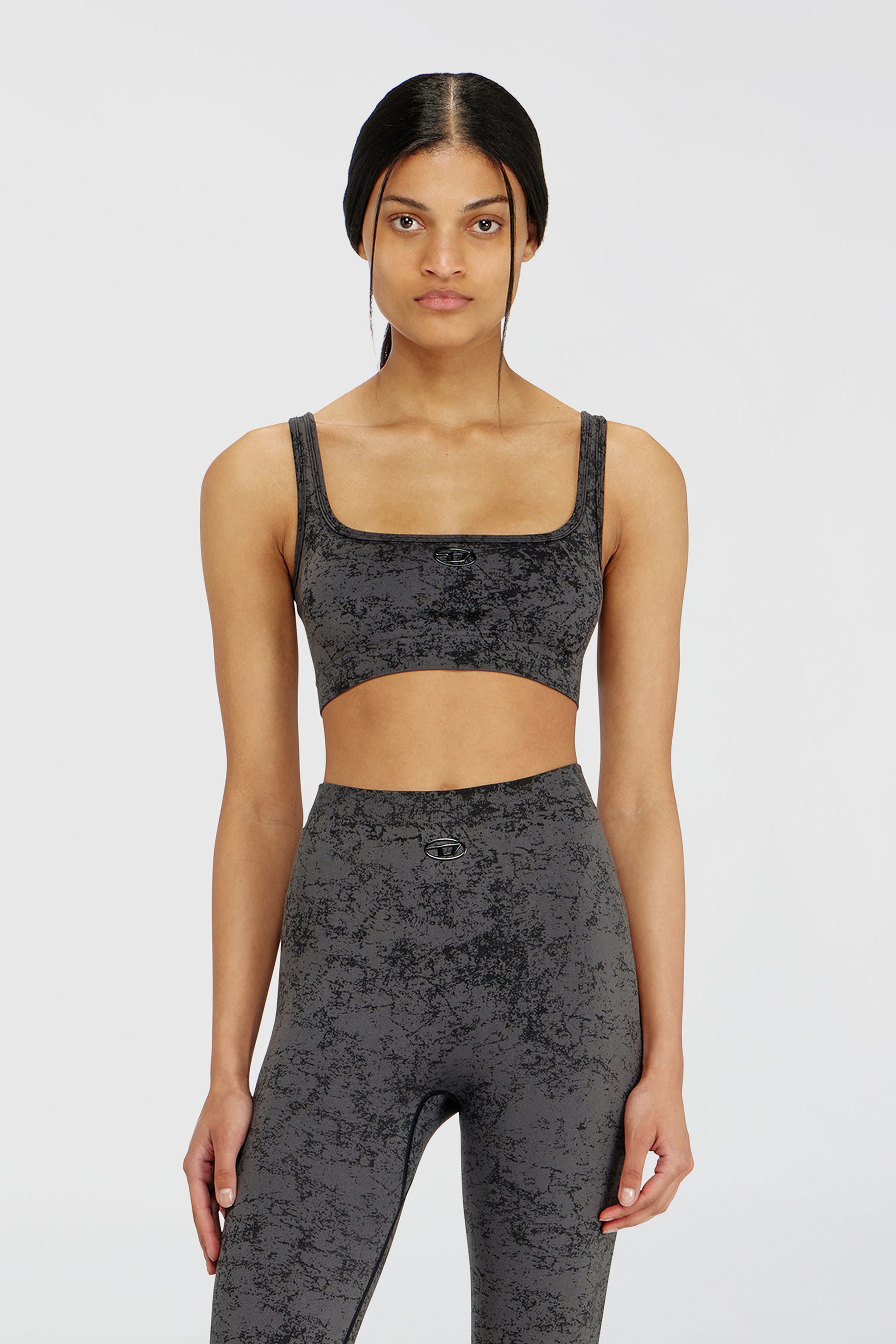 Diesel - HELLA-UTLT, Woman's Sports bra with utilitarian print in Dark grey - 2