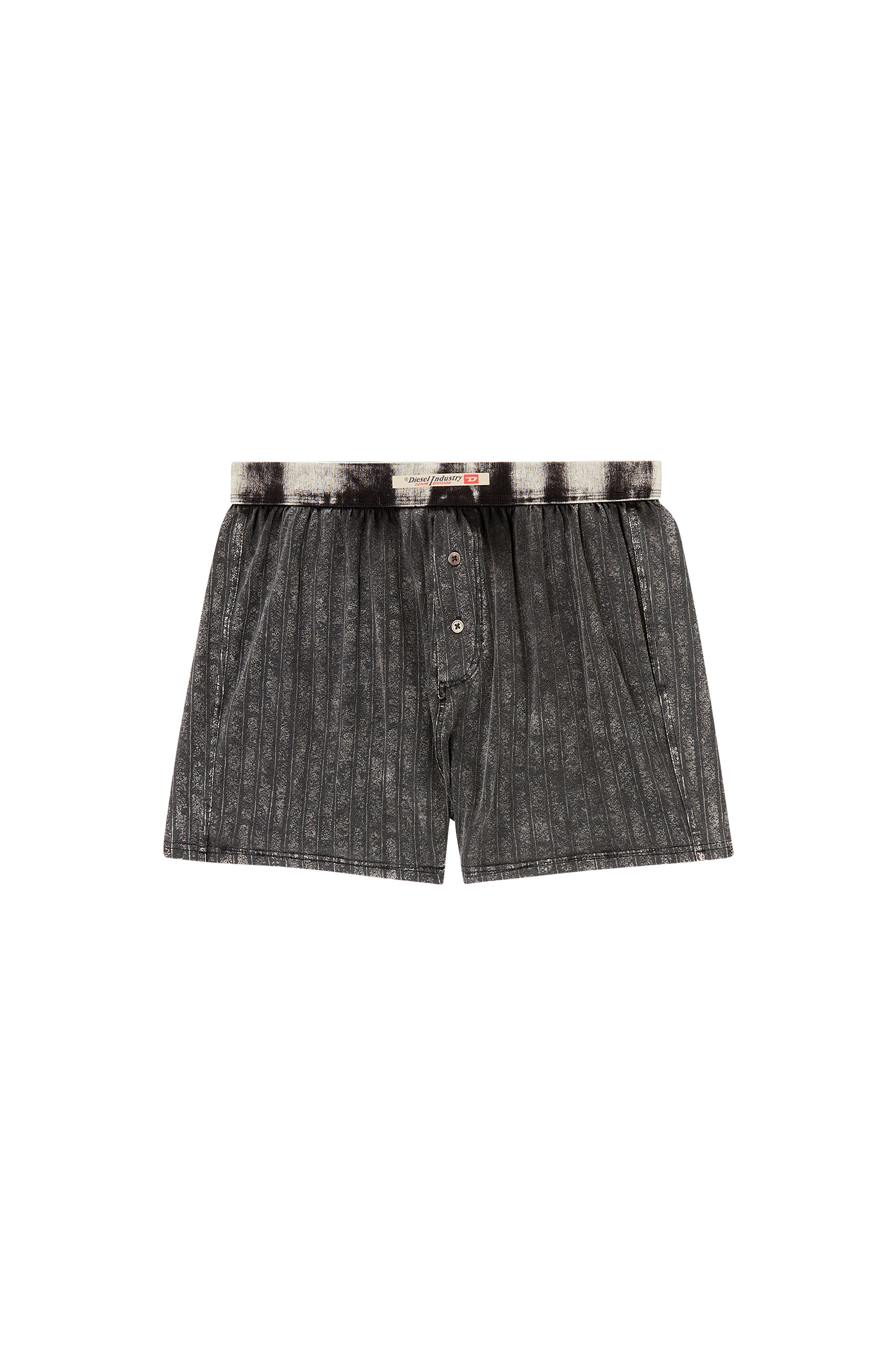 Diesel - STARK-DNM, Man's Long cotton boxers with pinstripe denim effect in Grey - 4