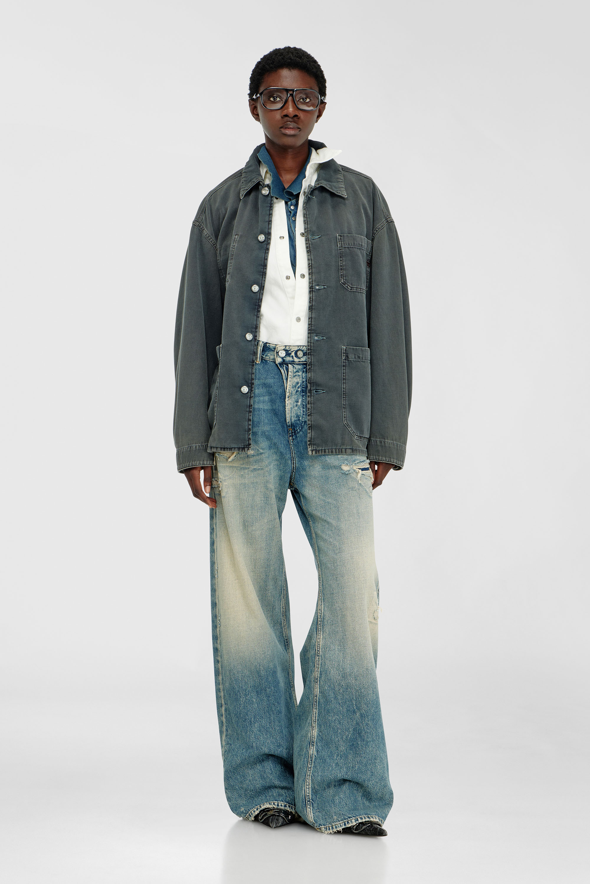 Diesel - D-STACK-U, Unisex's Utility-style jacket in coloured denim in Grey - 7
