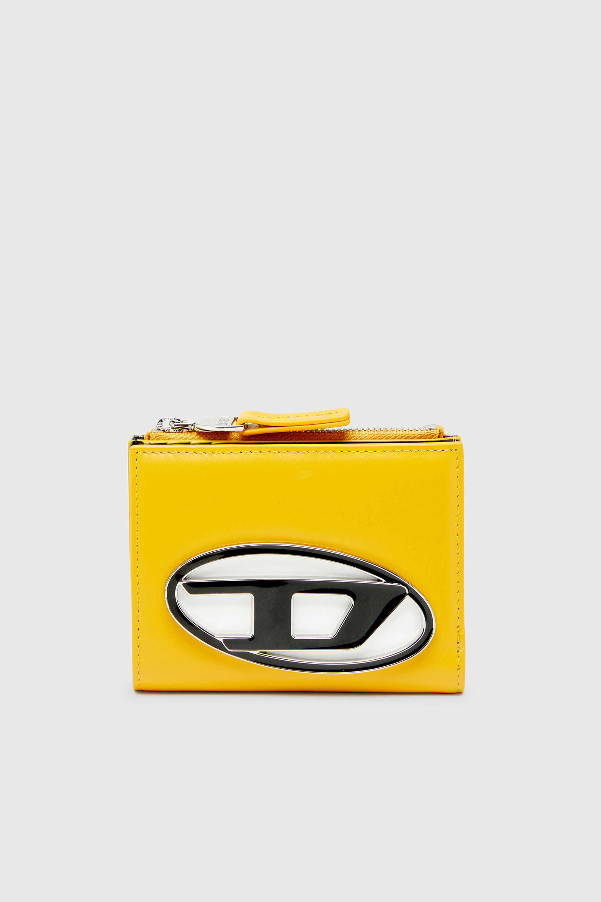 Diesel - 1DR BI-FOLD ZIP II, Woman's Small bi-fold wallet in leather in Yellow - 1