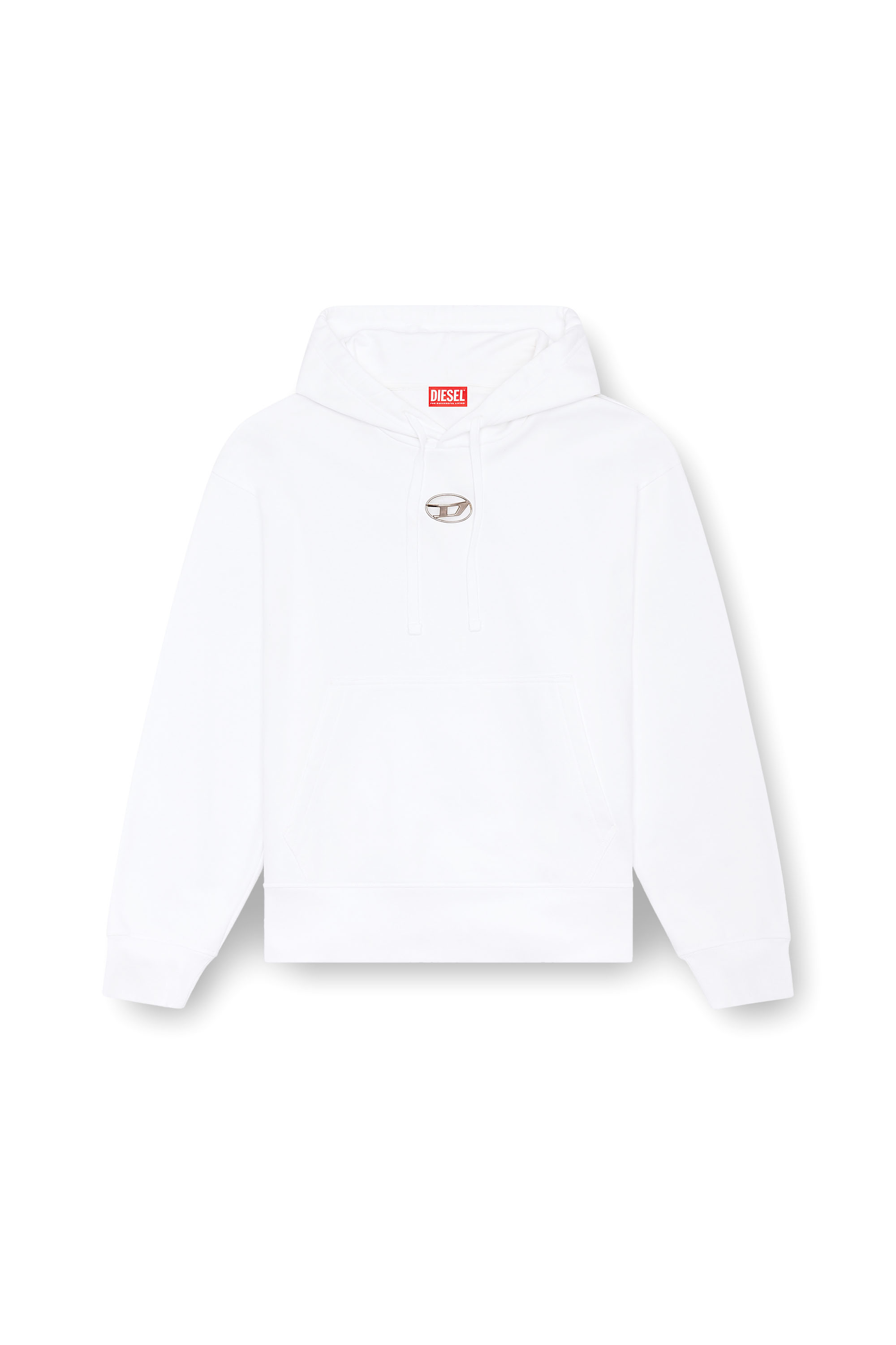 Diesel - S-MACS-HOOD-OD, Man's Oversized hoodie with metallic logo in White - 3