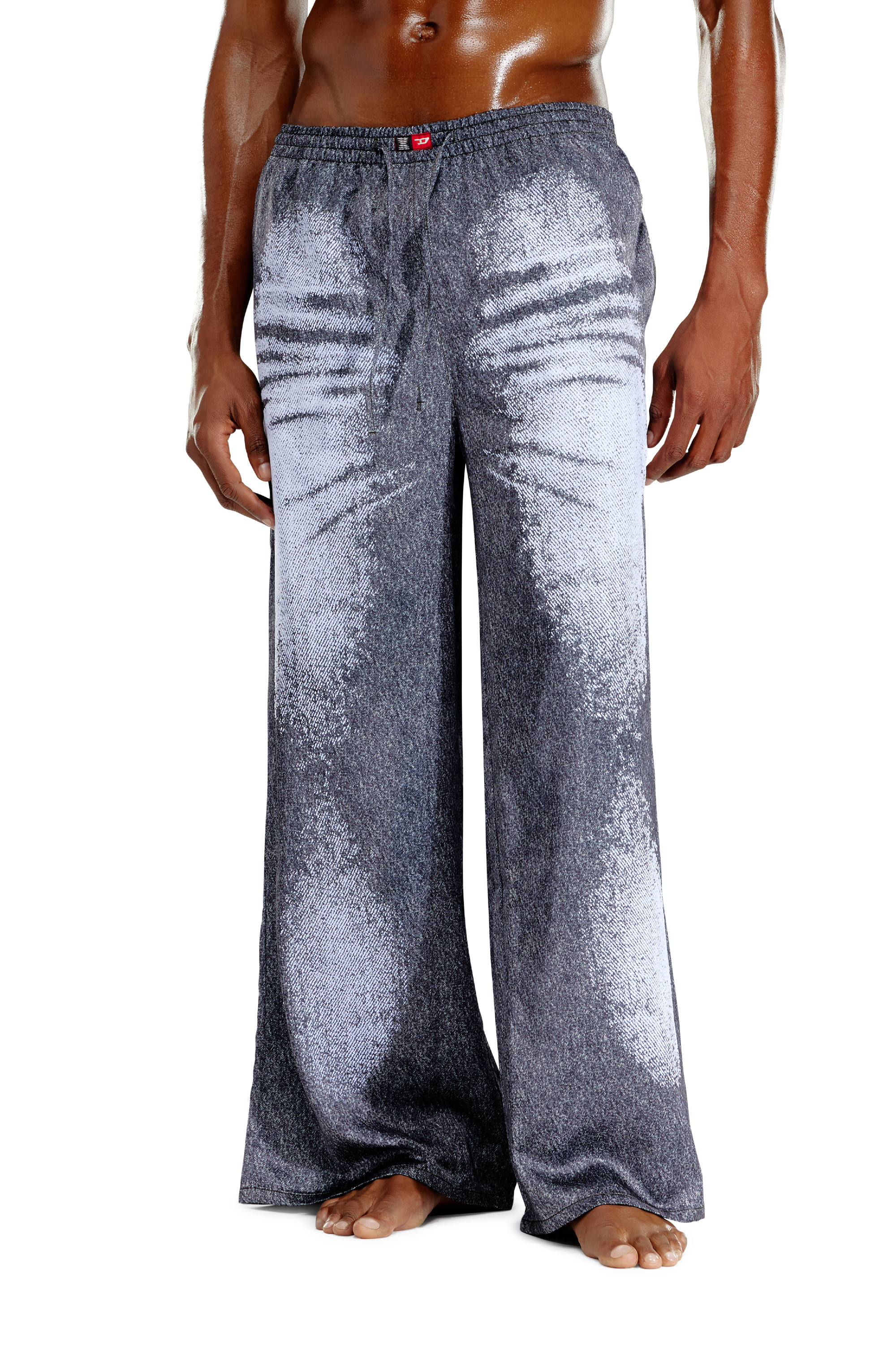 Diesel - STAINS-AND-TROMPE-SLEEP-PANT, Unisex's Satin pyjama pants with denim look in Grey - 2