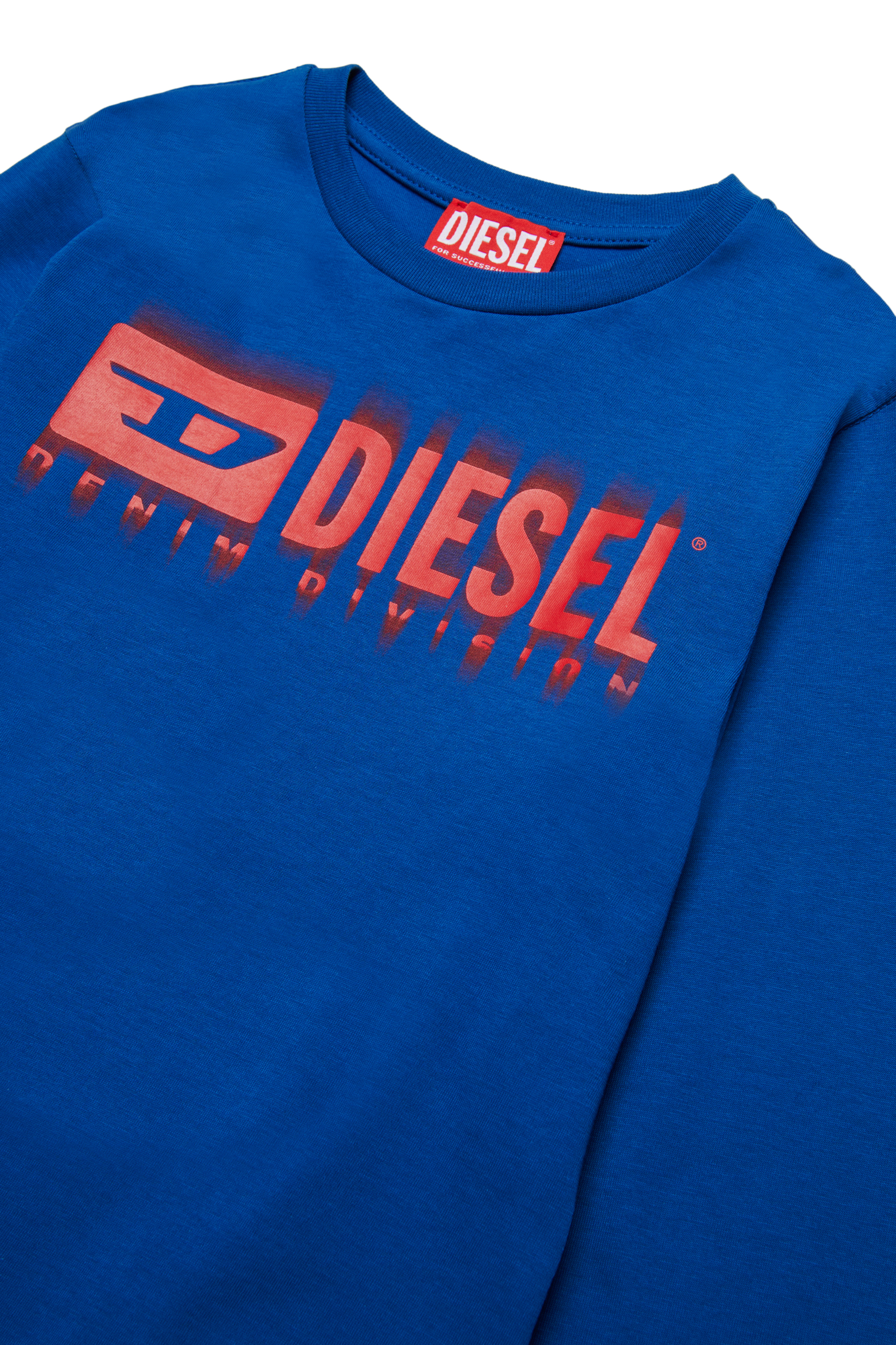 Diesel - TDIEGORL6LS, Man's Long sleeved T-shirt with smudged logo in Blue - 3