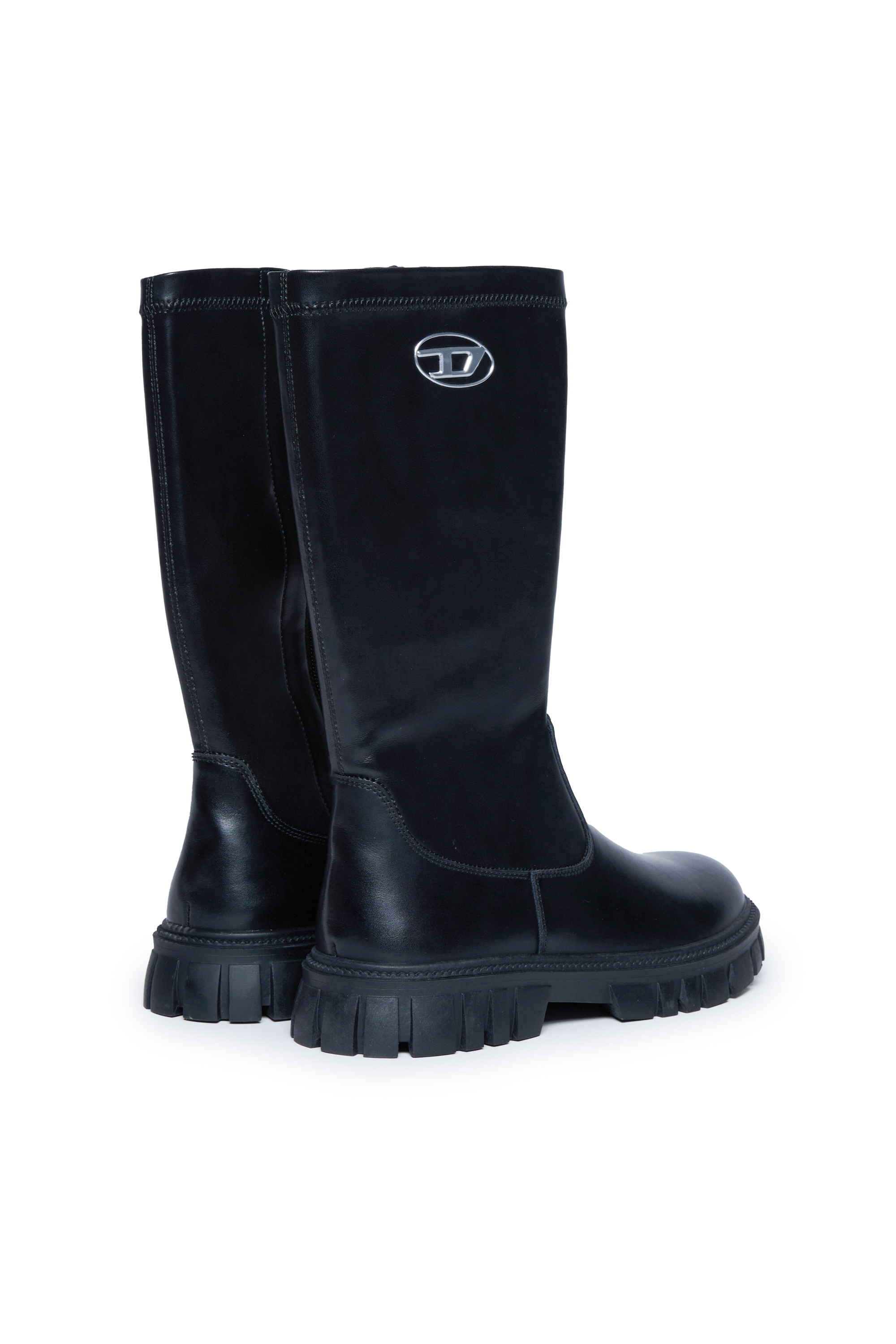 Diesel - D-HAMMER KNT, Unisex's Knee-high leather boots in Black - 3