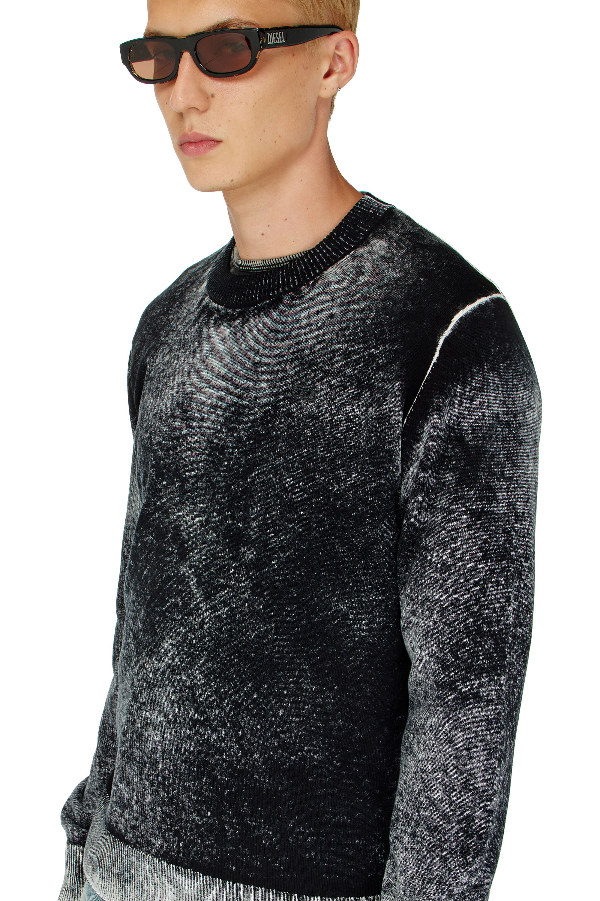 Diesel - K-LAURENT, Man's Jumper with faded reverse print in Black - 5