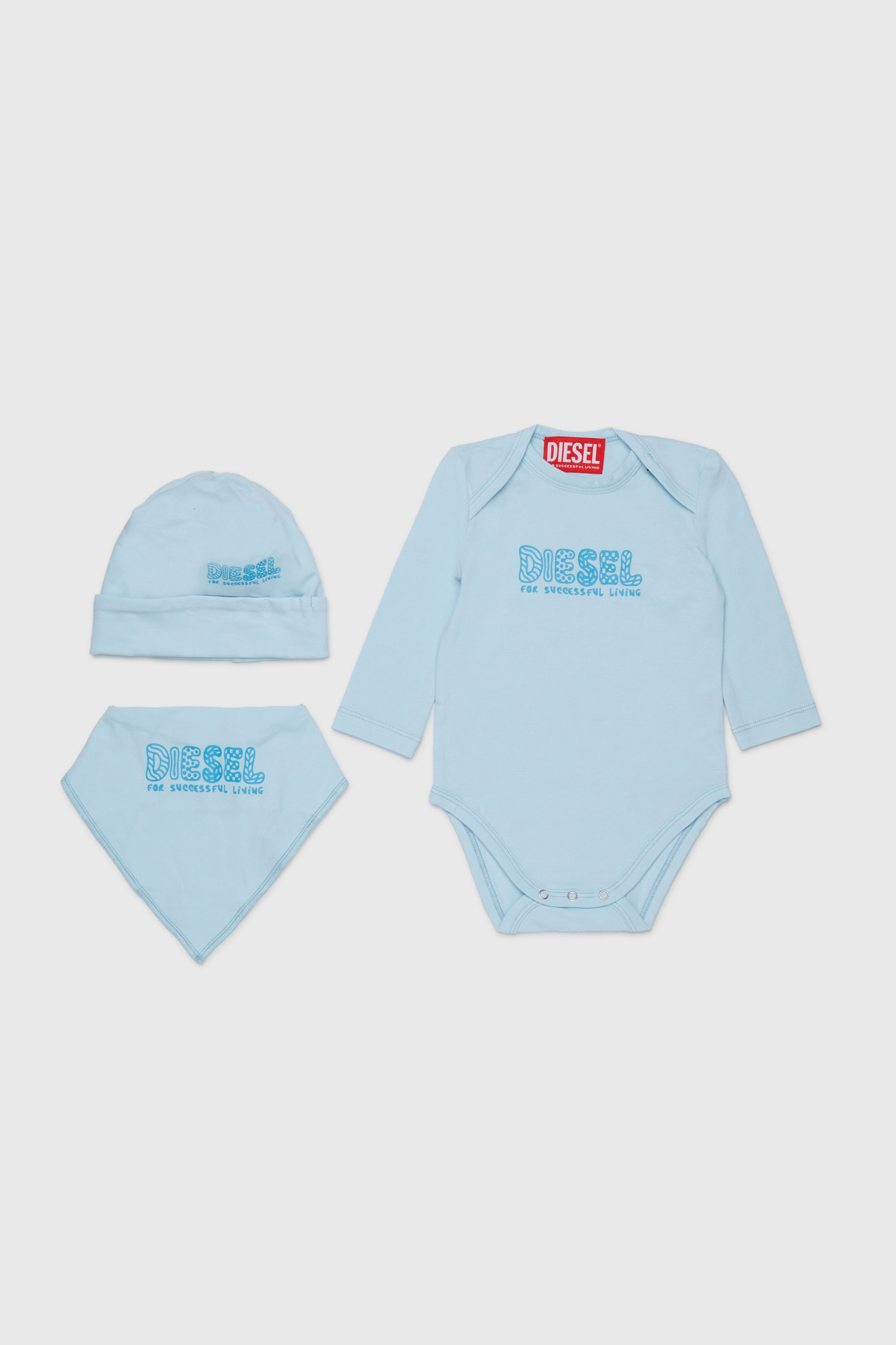 Diesel - UBBYBOX-NB, Unisex's Newborn set with doodle-logo print in Light Blue - 1