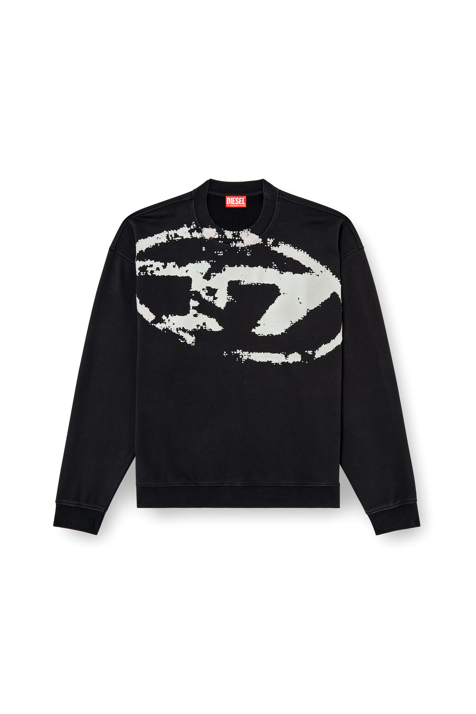 Diesel - S-BOXT-N5, Man's Sweatshirt with distressed flocked logo in Black - 2
