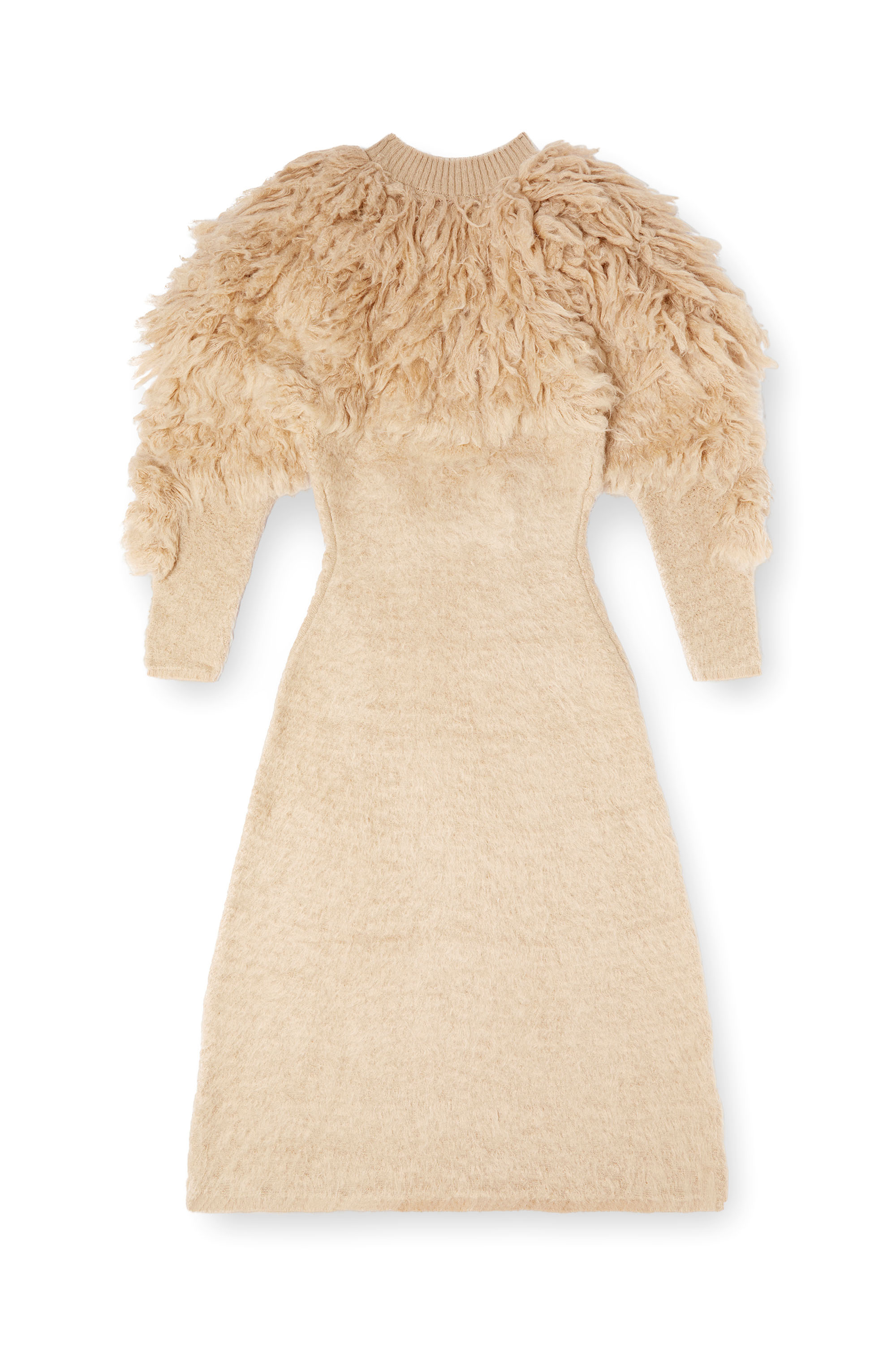 Diesel - M-PACE, Woman's Turtleneck dress in shaggy mohair in Light Brown - 2