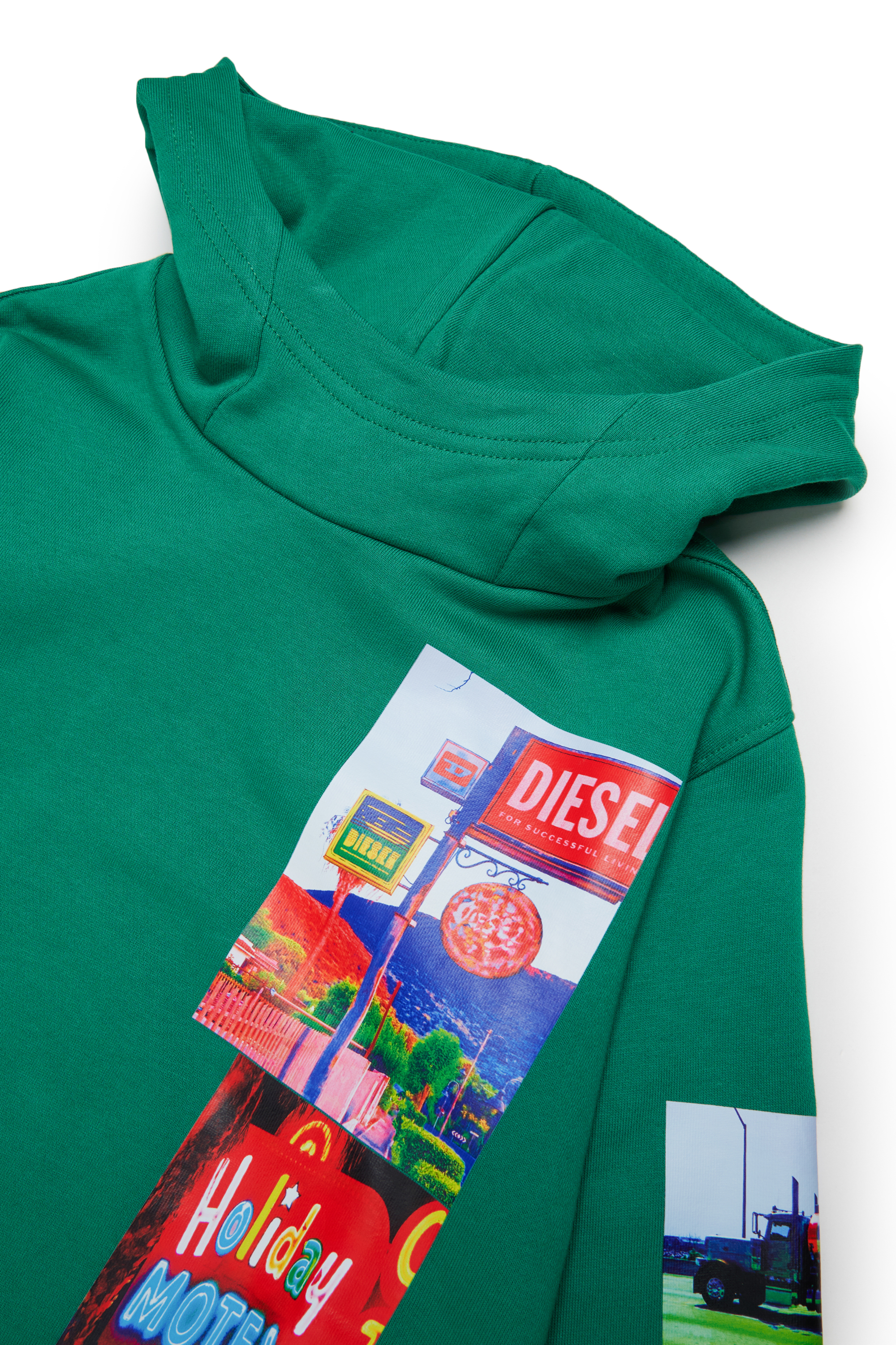 Diesel - SFORMY OVER, Man's Hoodie with photo prints in Green - 3