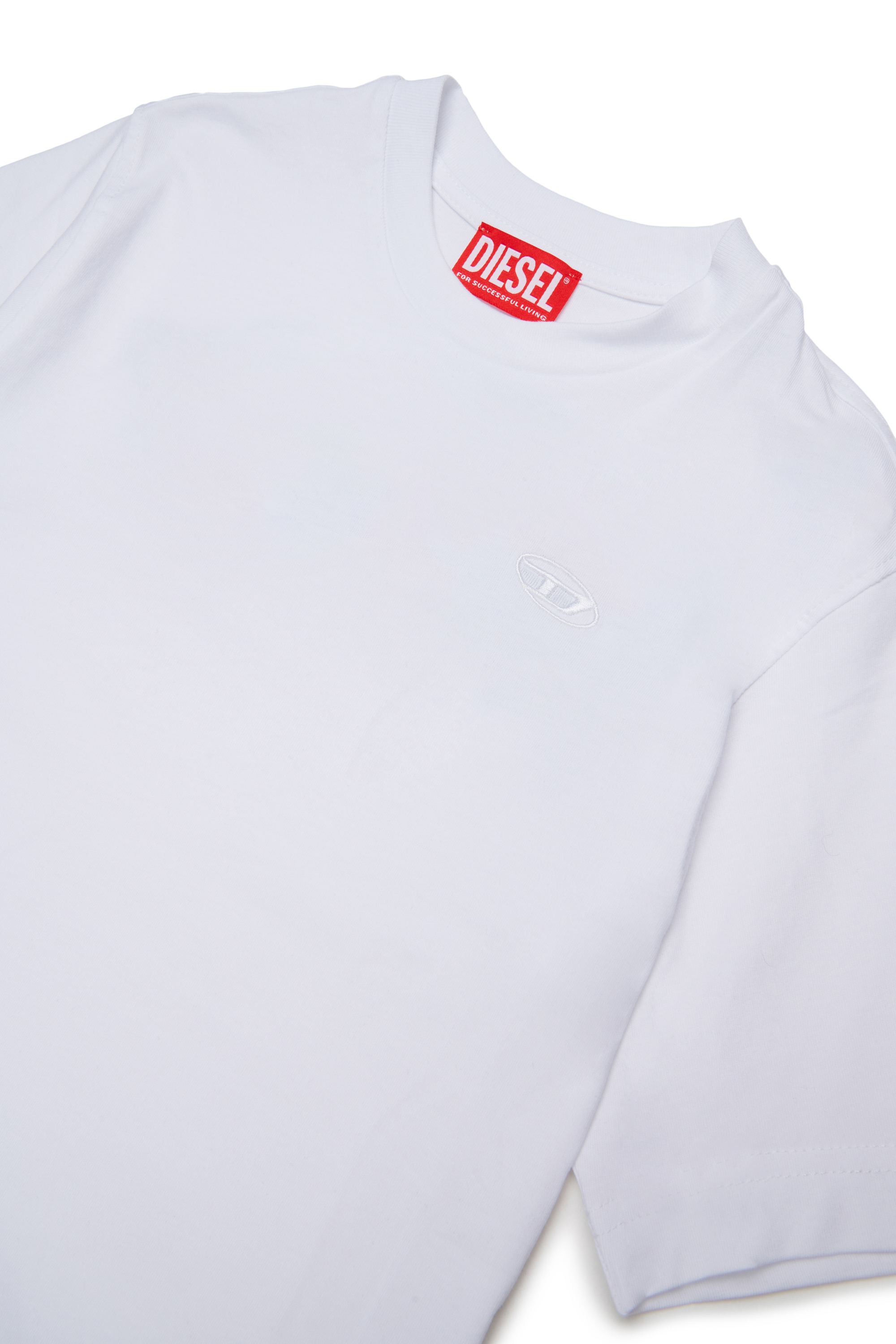 Diesel - TSCRAP OVER, Man's T-shirt with Oval D embroidery and flock print in White - 2