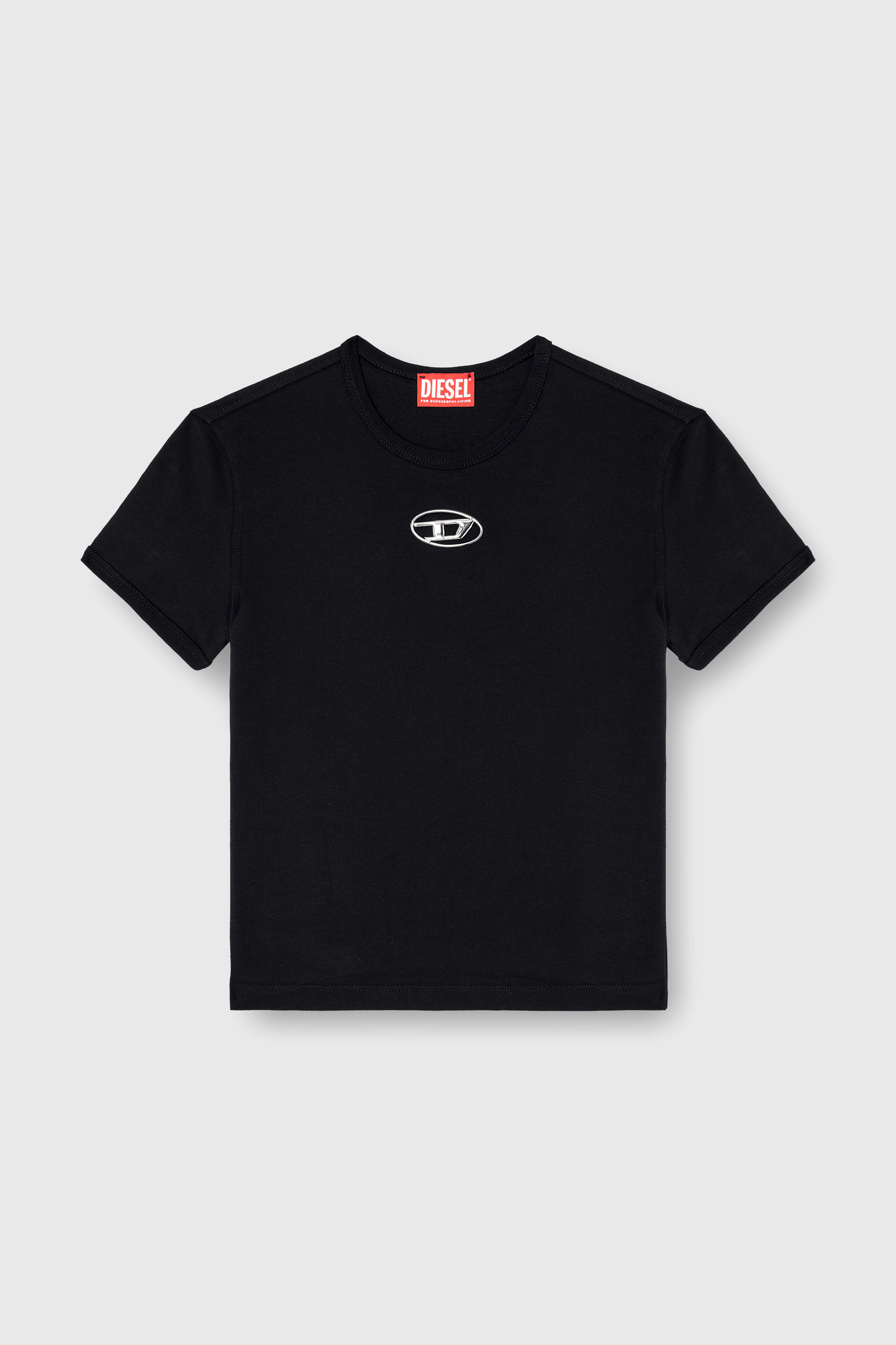 Diesel - T-UNCUTIE-LONG-OD-Q1, Woman's Slim fit T-shirt with cut-out Oval D in Black - 2