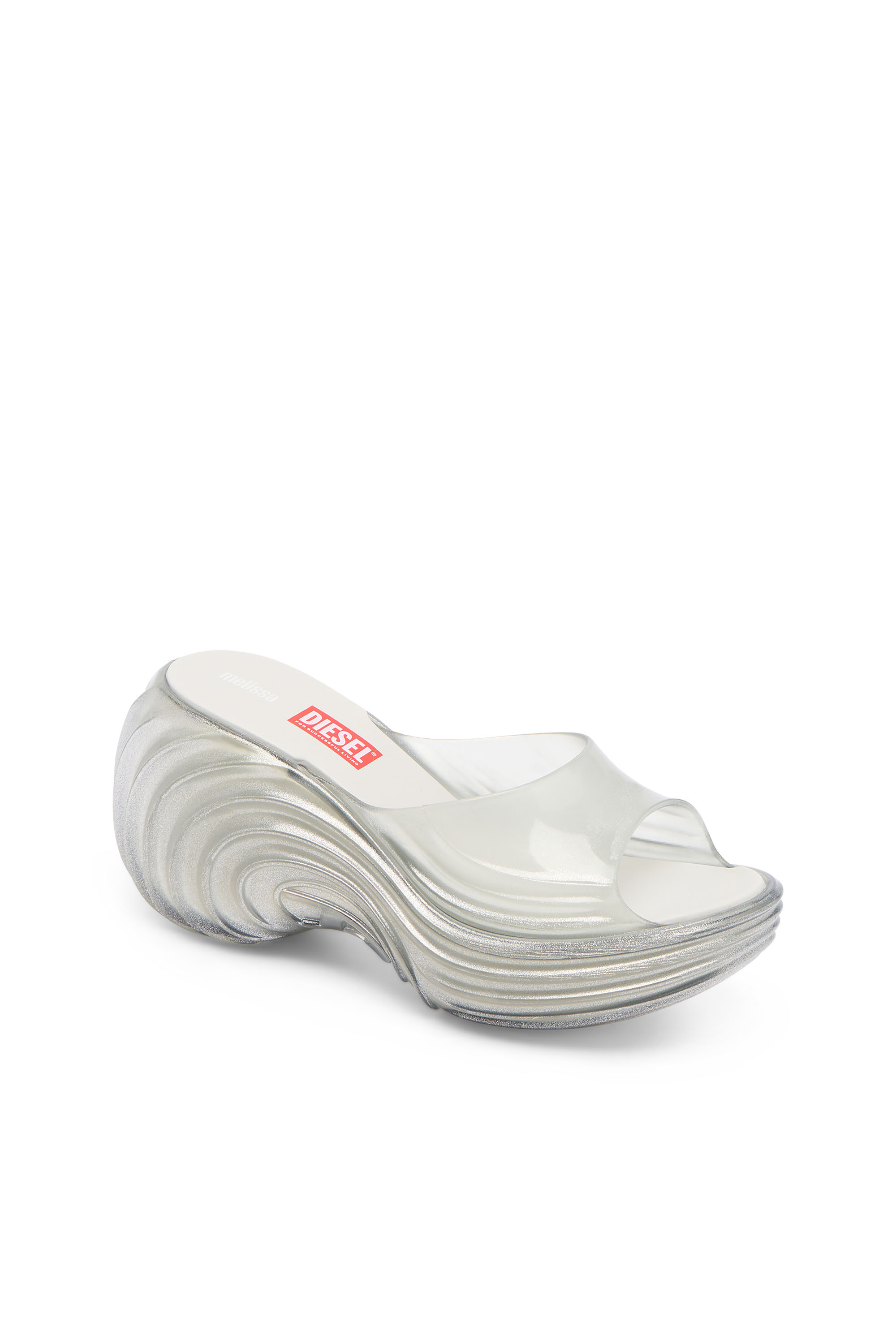 Diesel - MELISSA QUANTUM PLATFORM, Woman's Platform mule in Melflex&reg; in Silver - 6