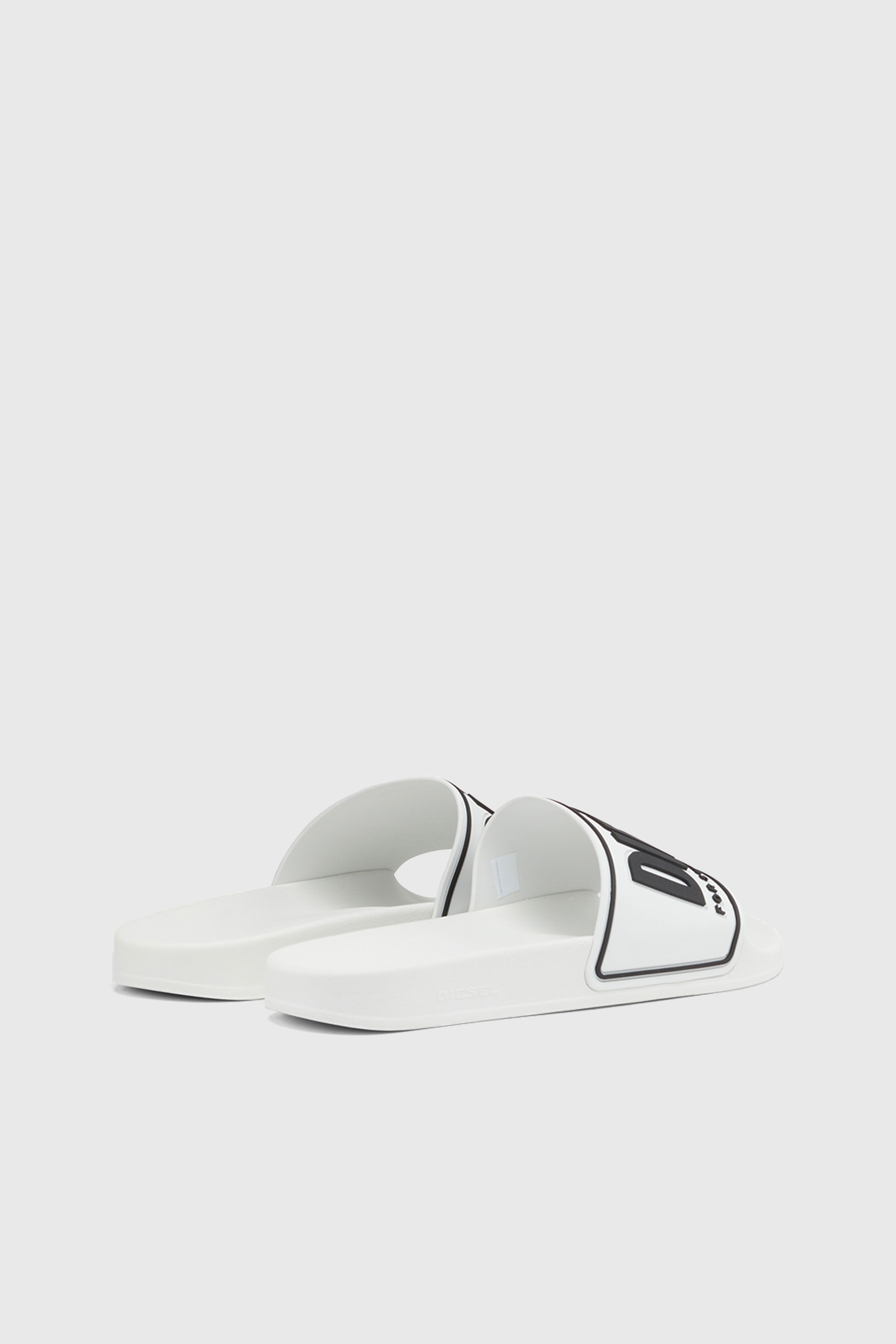 Diesel - SA-MAYEMI CC, Man's Sa-Mayemi-Pool slides with 3D logo in White/Black - 3