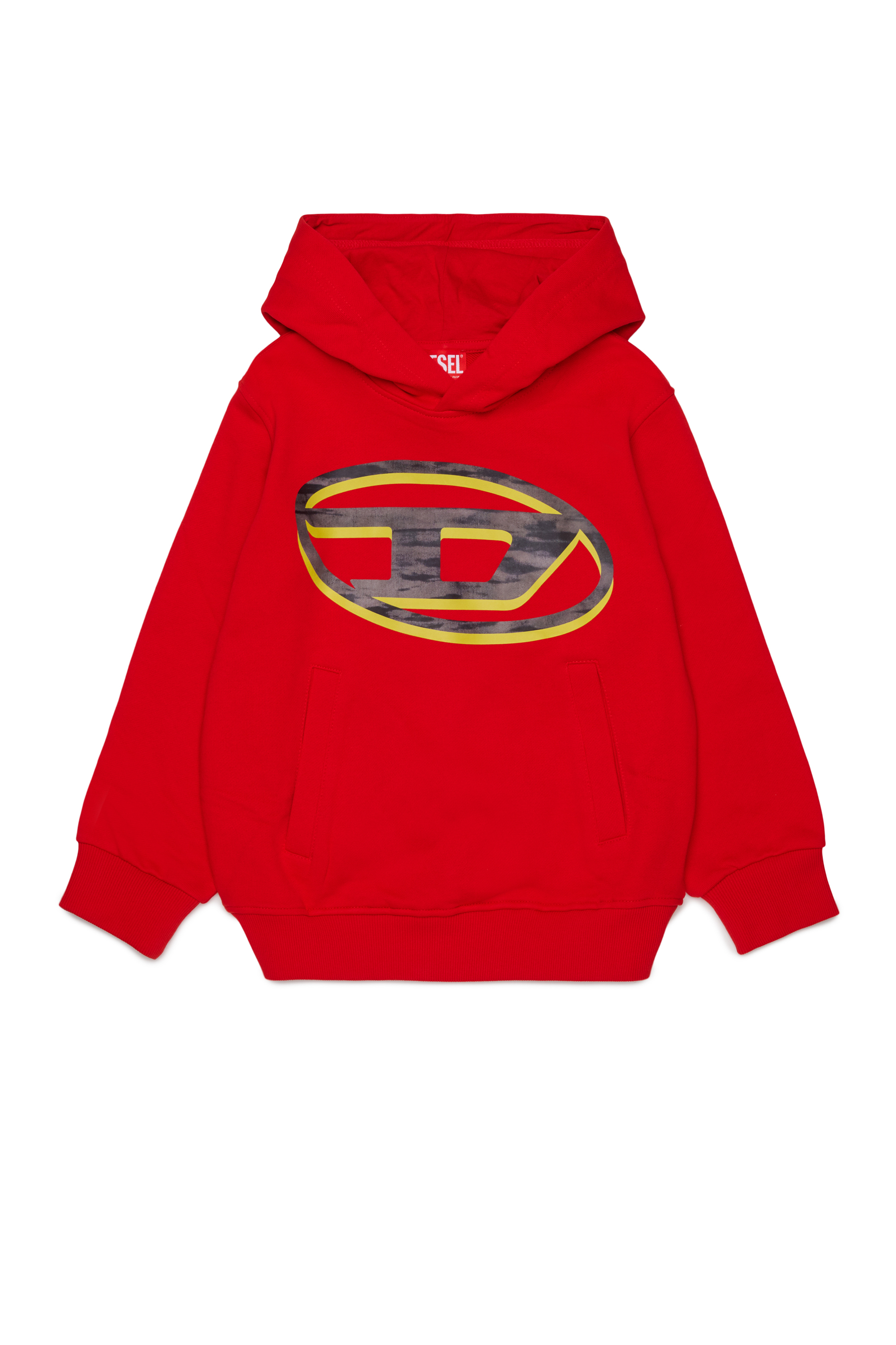 Diesel - SVELLYHOOD OVER, Man's Hoodie with two-tone Oval D print in Red - 1