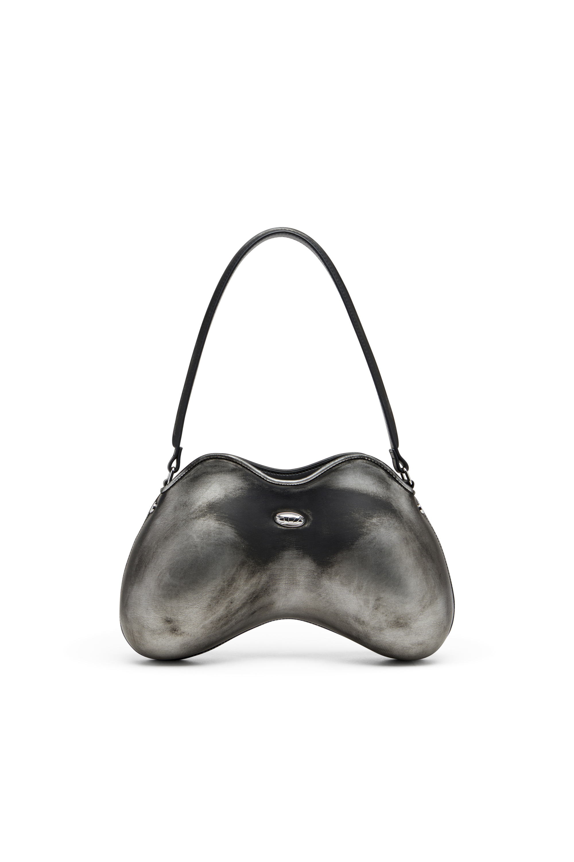 Diesel - DOUBLE-D SHOULDER, Woman's Double-D-Rigid shoulder bag in brushed PU in Black/Silver - 1