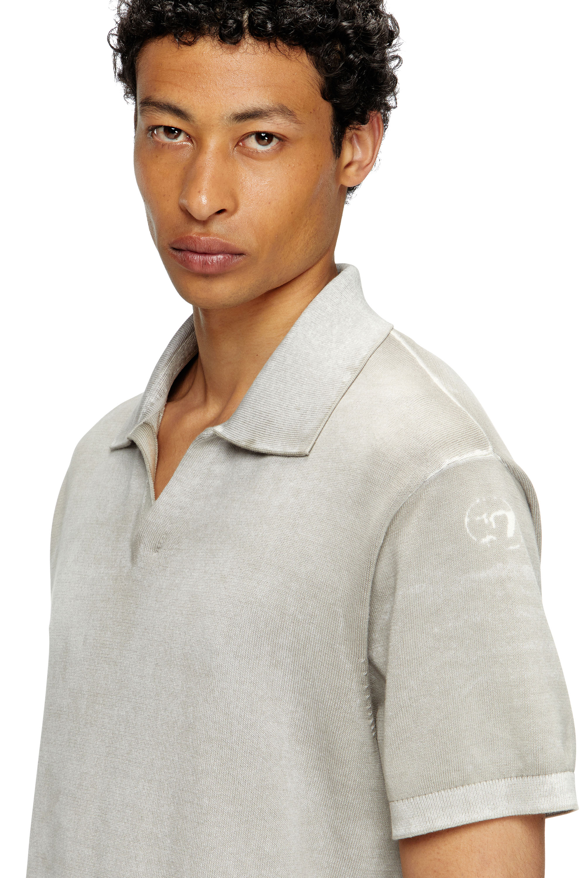Diesel - K-LORENZO-SS, Man's Reverse-print short-sleeve polo jumper in Grey - 5
