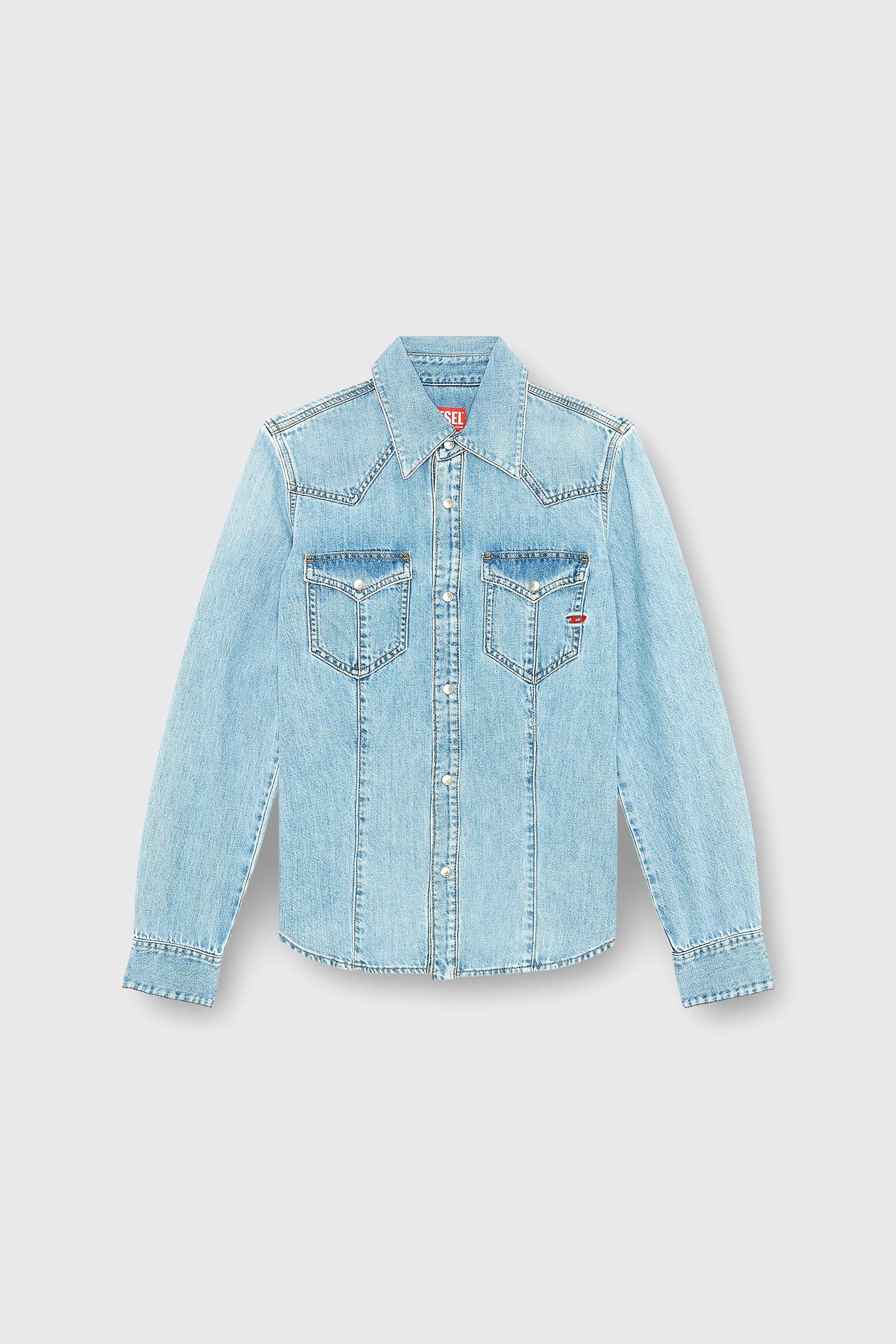 Diesel - DE-WAVES, Woman's Western shirt in denim in Light Blue - 2