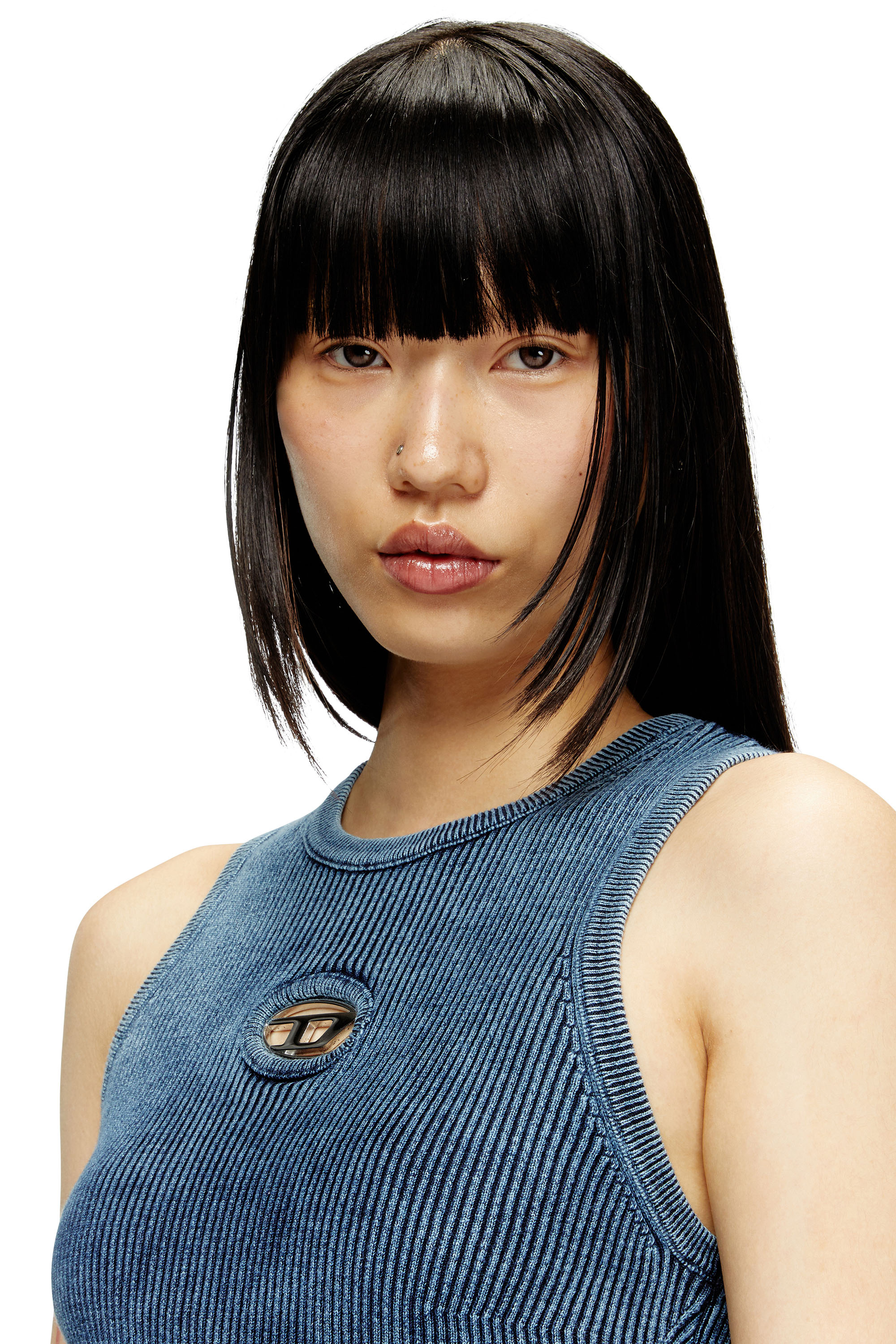 Diesel - M-ANCHOR-A-SL, Woman's Rib-knit tank top with Oval D in Dark Blue - 5