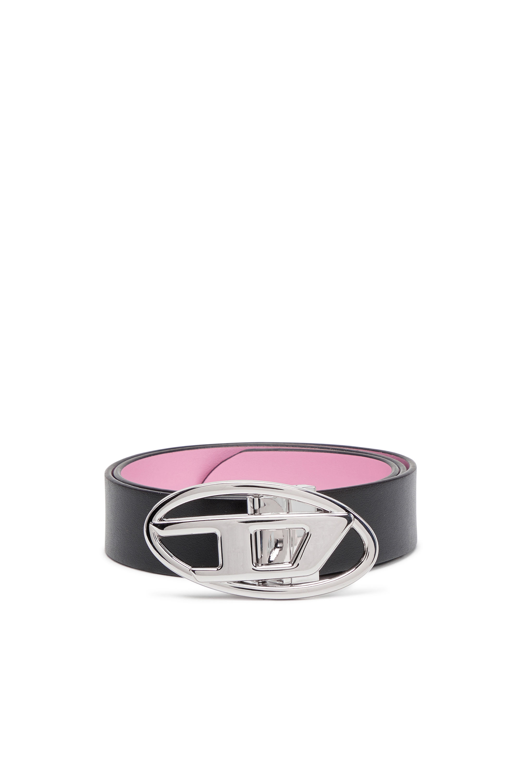 Diesel - B-1DR W REV II 30, Woman's Reversible leather belt with Oval D buckle in Black/Pink - 1