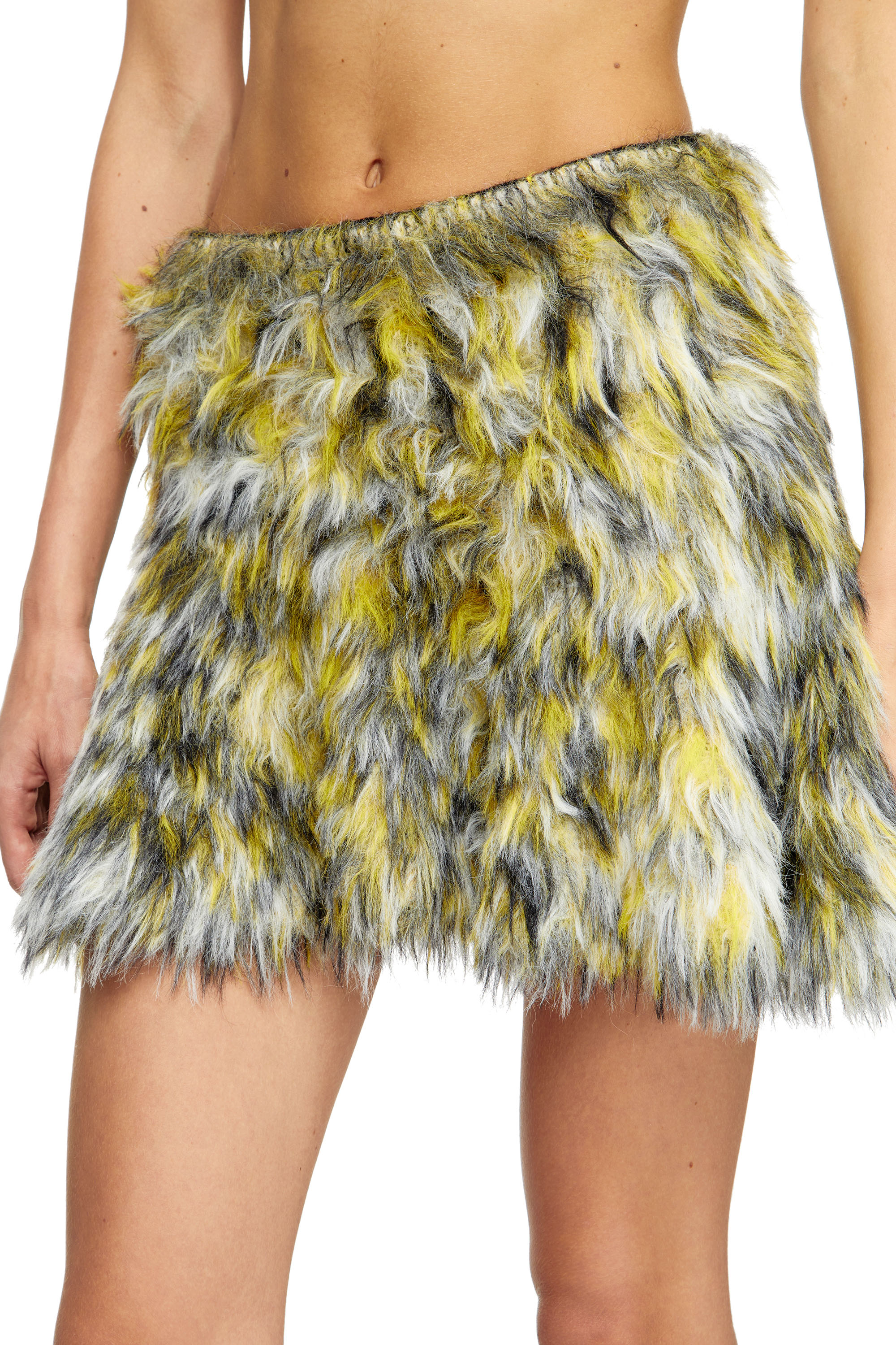 M-ASTRELLA, Black/Yellow Diesel - M-ASTRELLA, Woman's Mini skirt in fluffy jacquard knit in Black/Yellow - 5