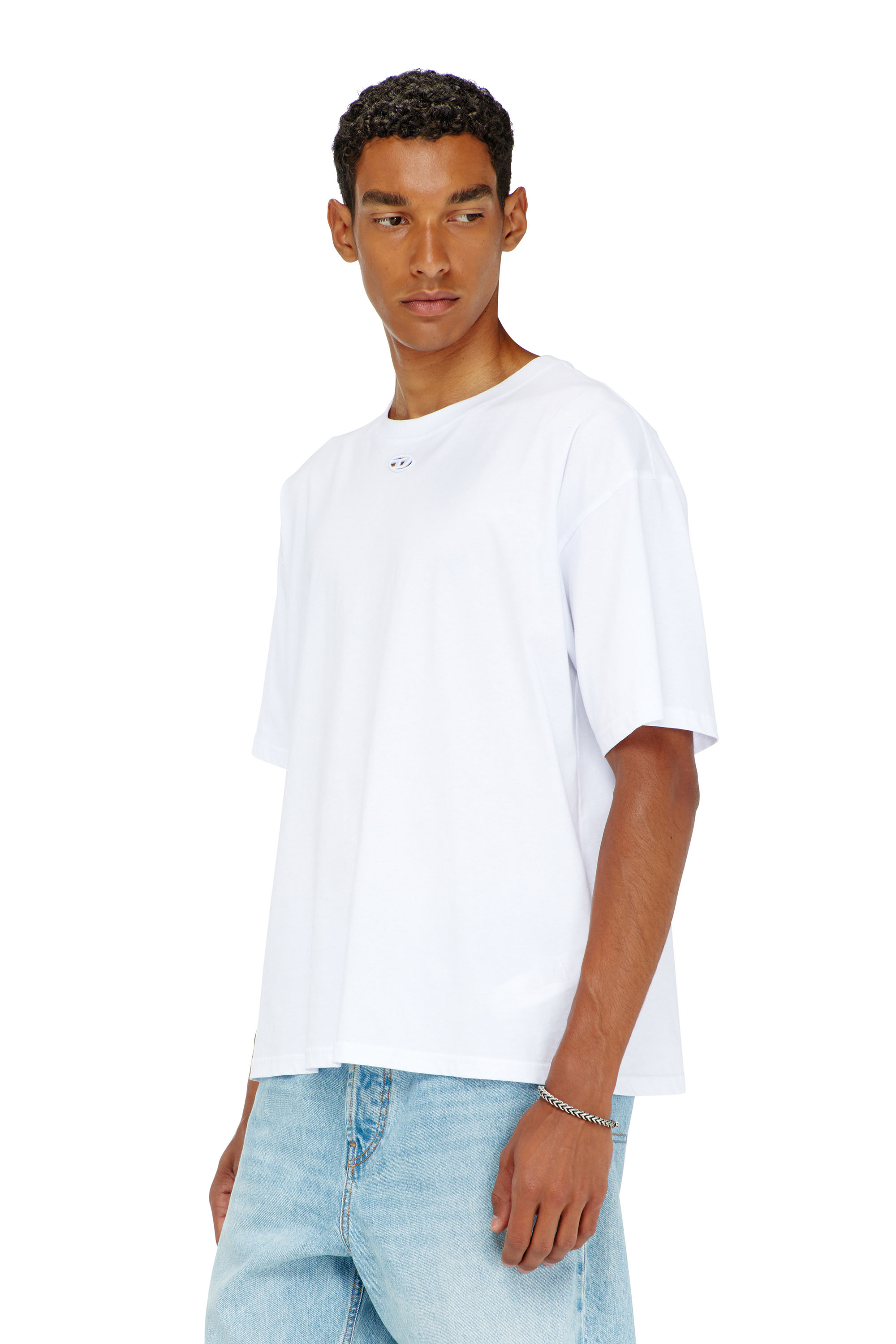 Diesel - T-BOXT-DCO, Man's Relaxed cotton T-shirt with Oval D embroidery in White - 3