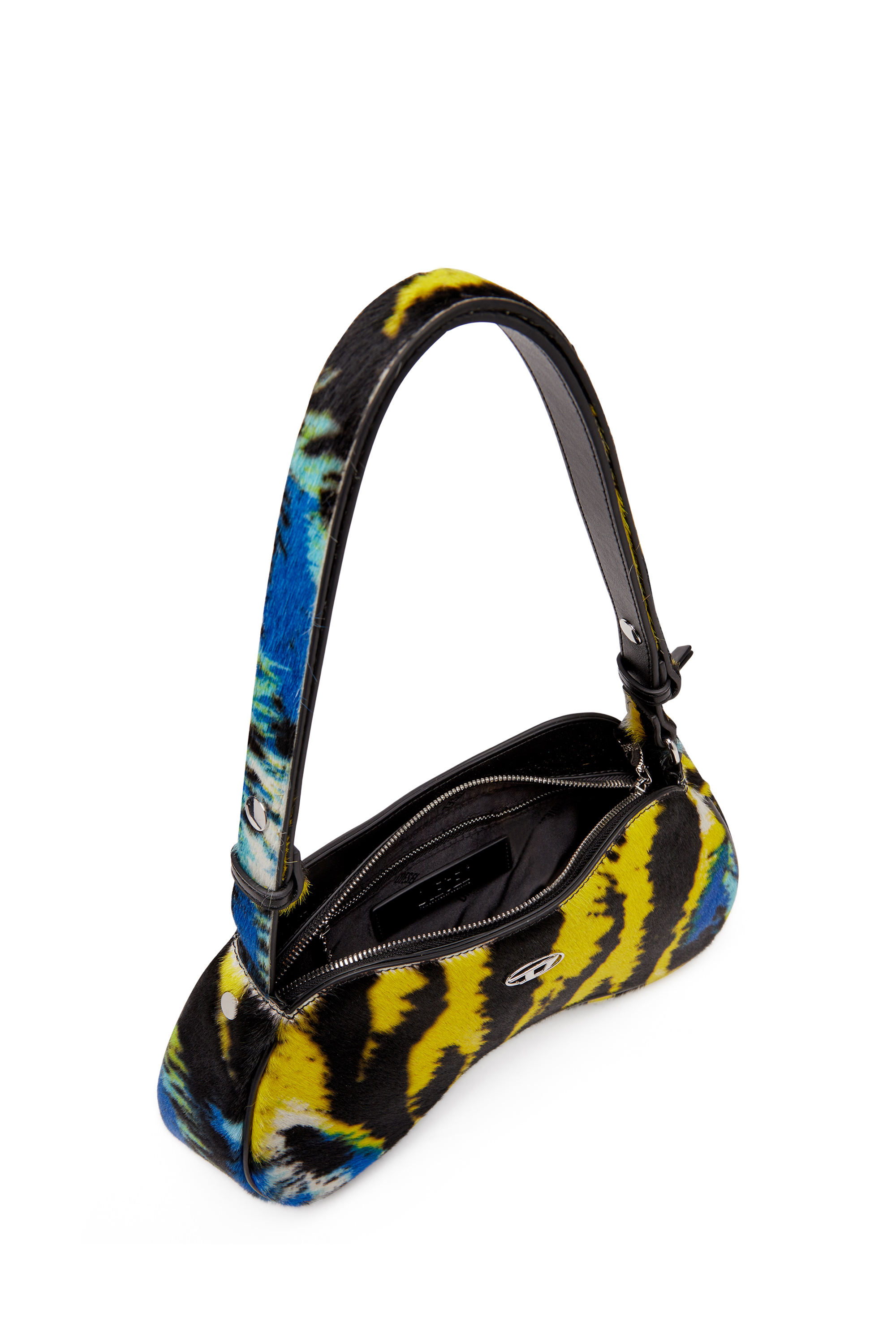 Diesel - PLAY SHOULDER, Woman's Play-Borsa a spalla in cavallino tigrato in Yellow/Black - 4