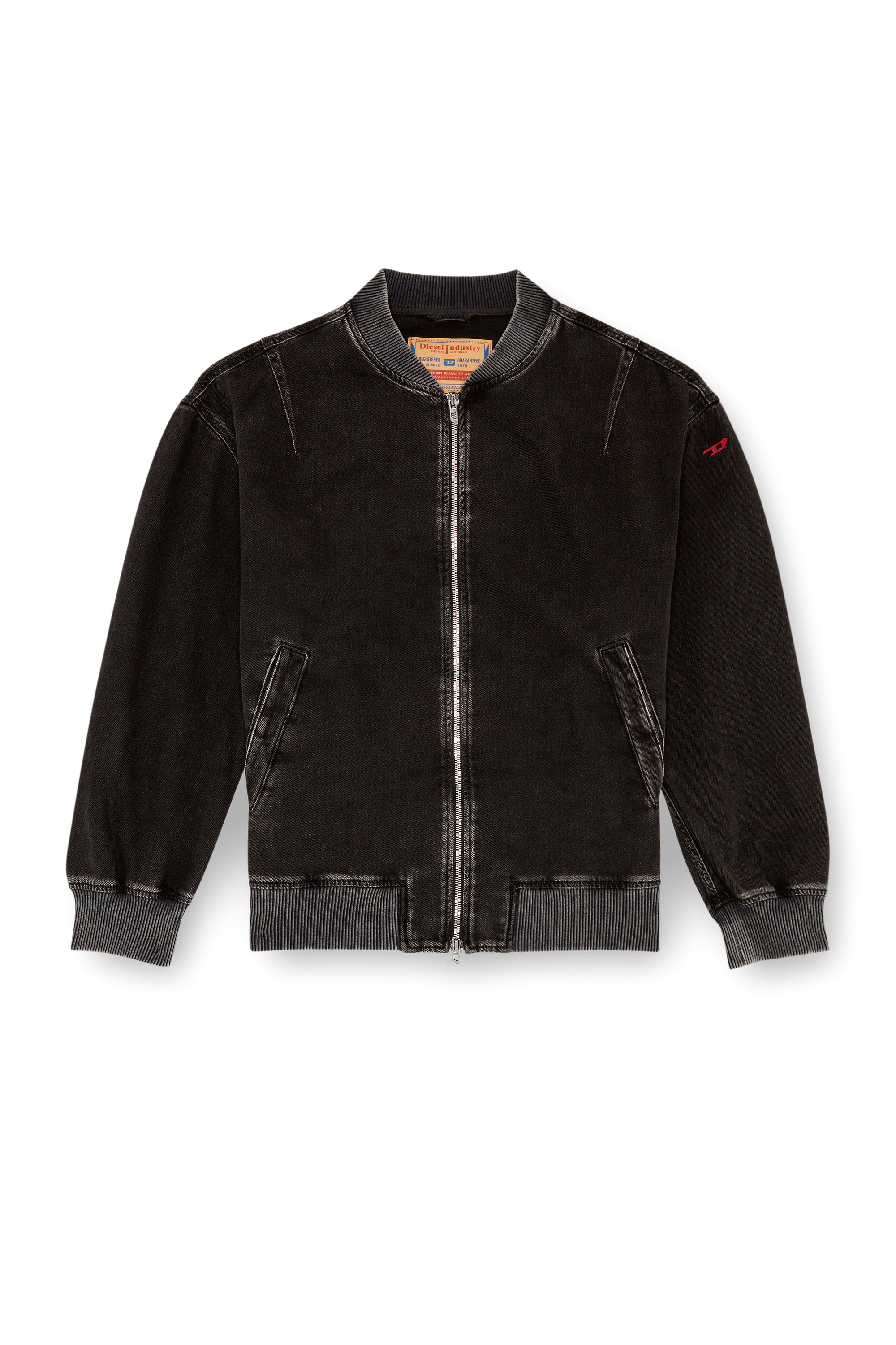 Diesel - D-VINZ, Man's Bomber jacket in clean-wash denim in Black - 2