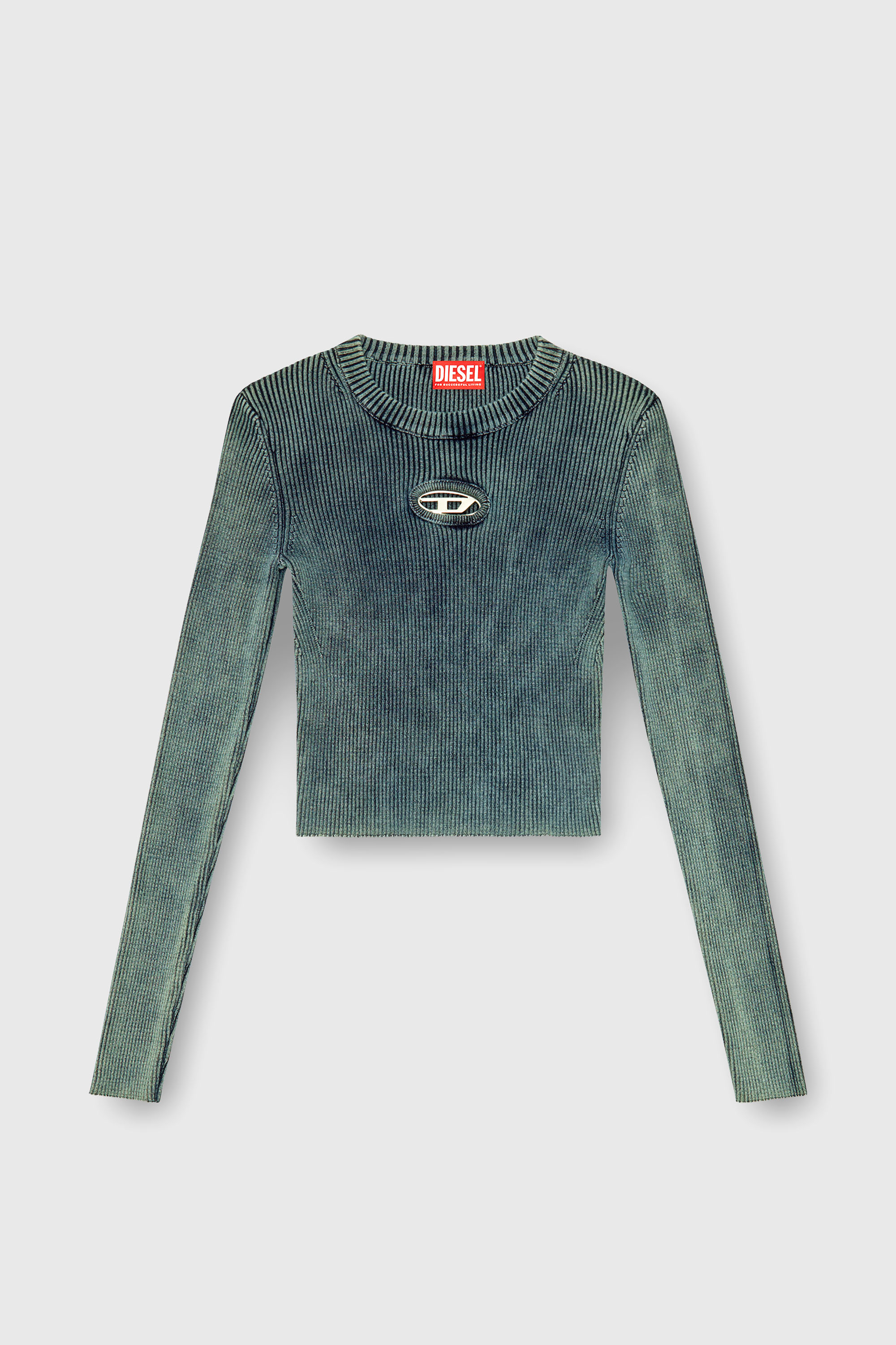 Diesel - M-ANCHOR-A, Woman's Rib-knit top with Oval D in Dark Blue - 2