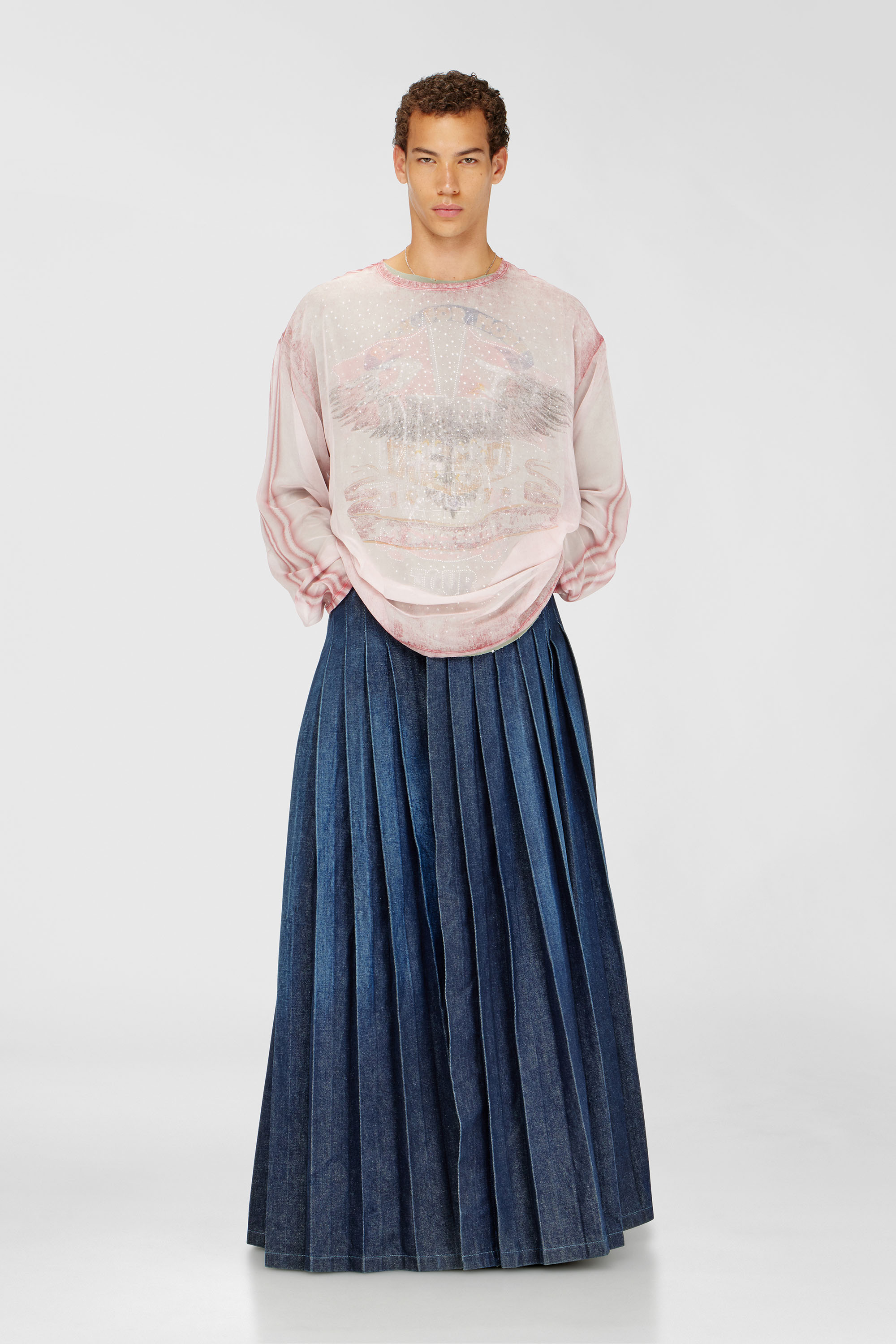 Sheer chiffon top with concert graphics