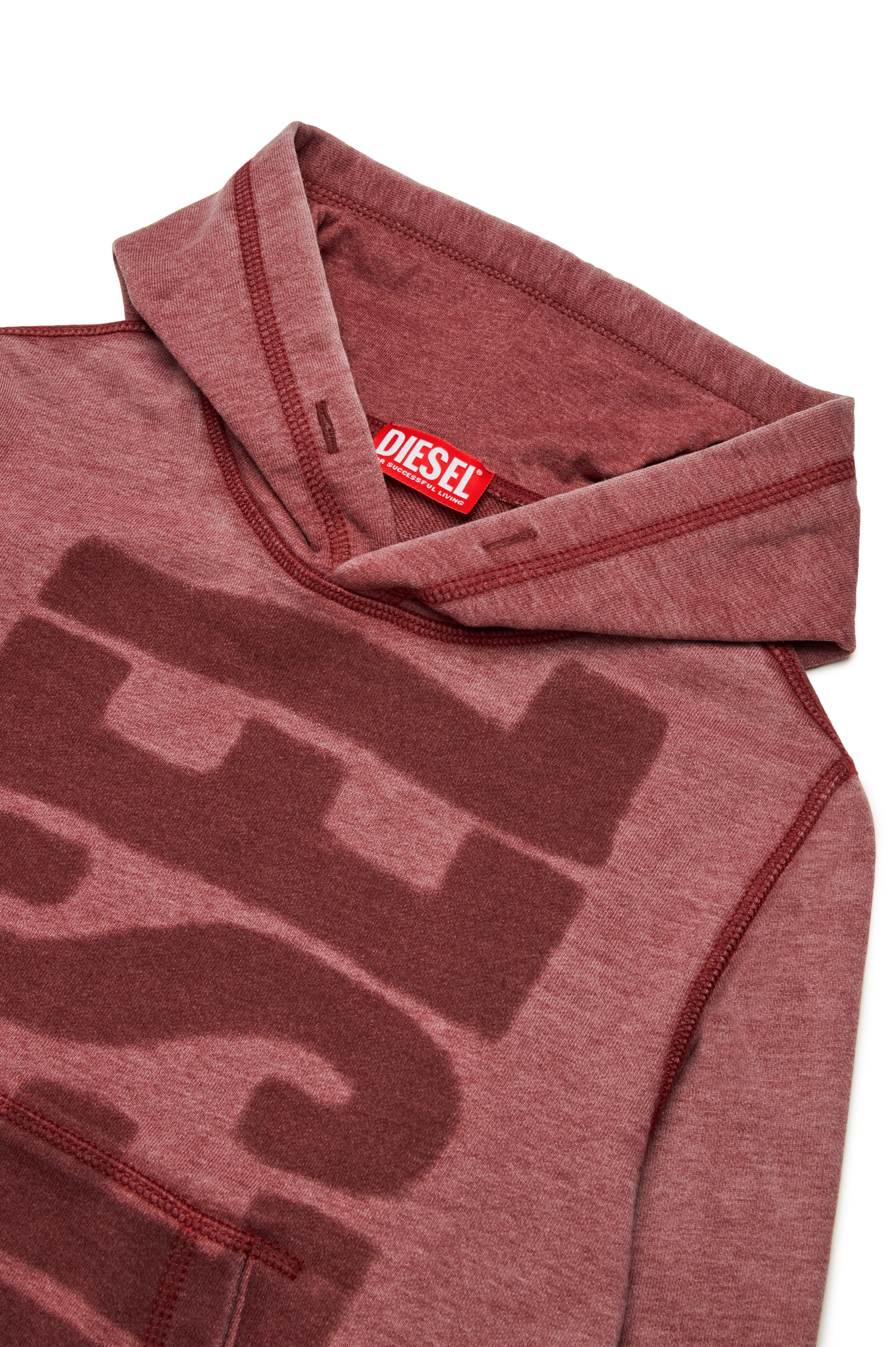 Diesel - SGINNHOODL1 OVER, Man's Burnout hoodie with logo in Red - 3