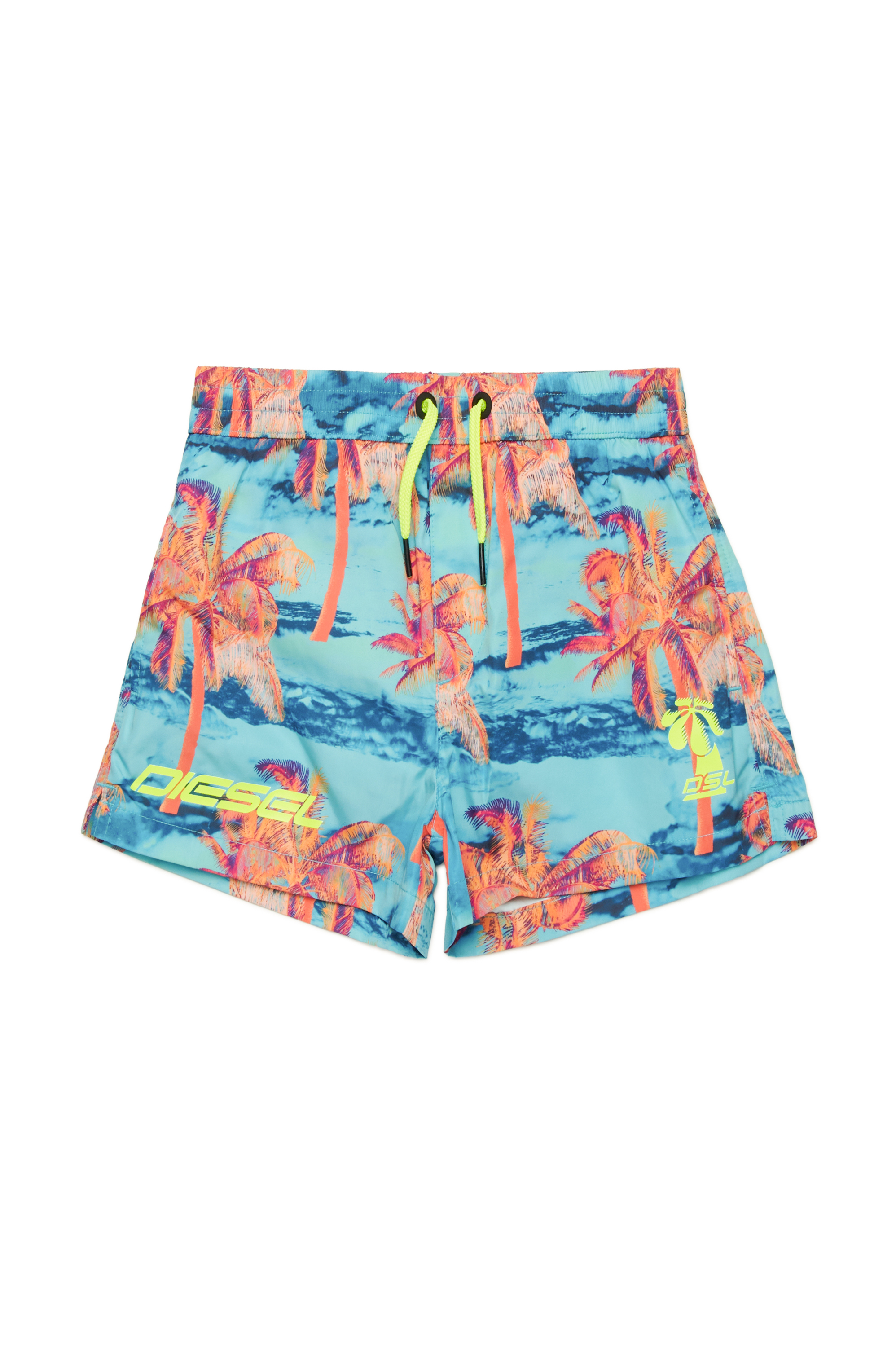 Diesel - MKEN37S, Man's Swim shorts with palm tree print in Multicolor/Blue - 1