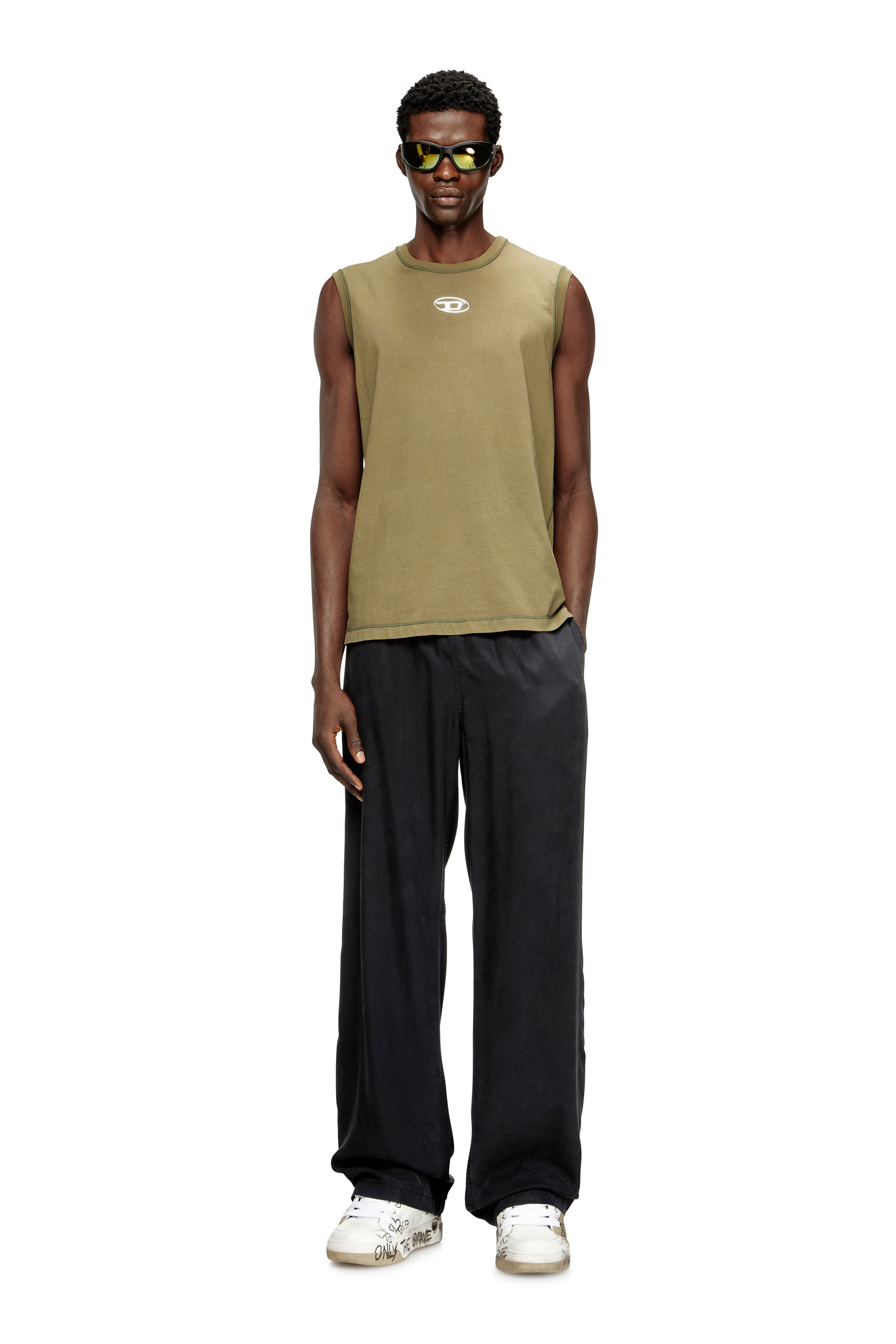 Diesel - T-BISCO-IOD, Man's Sleeveless cotton top with metallic Oval D in null - 1