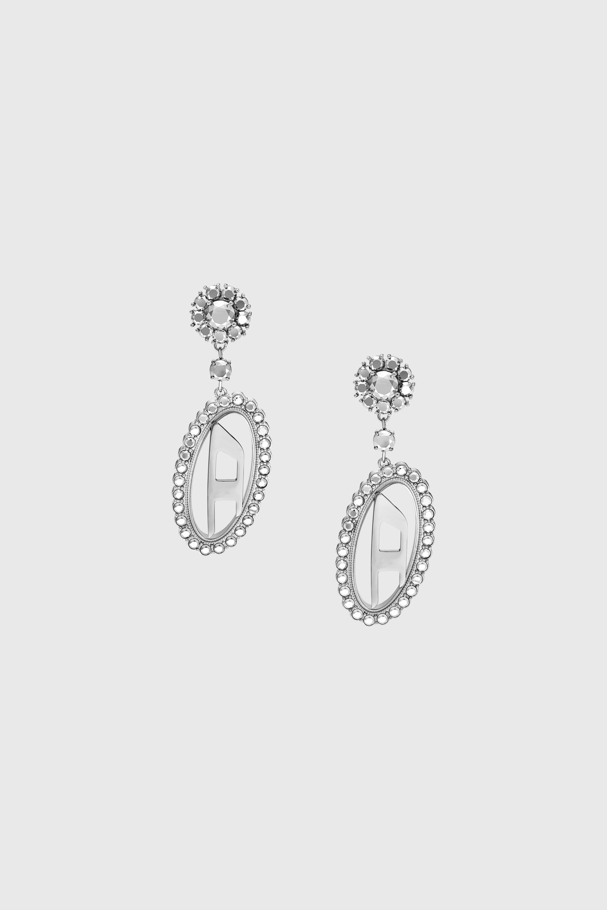 Diesel - DX1751040, Unisex's Stainless steel pave drop earrings in Silver - 2