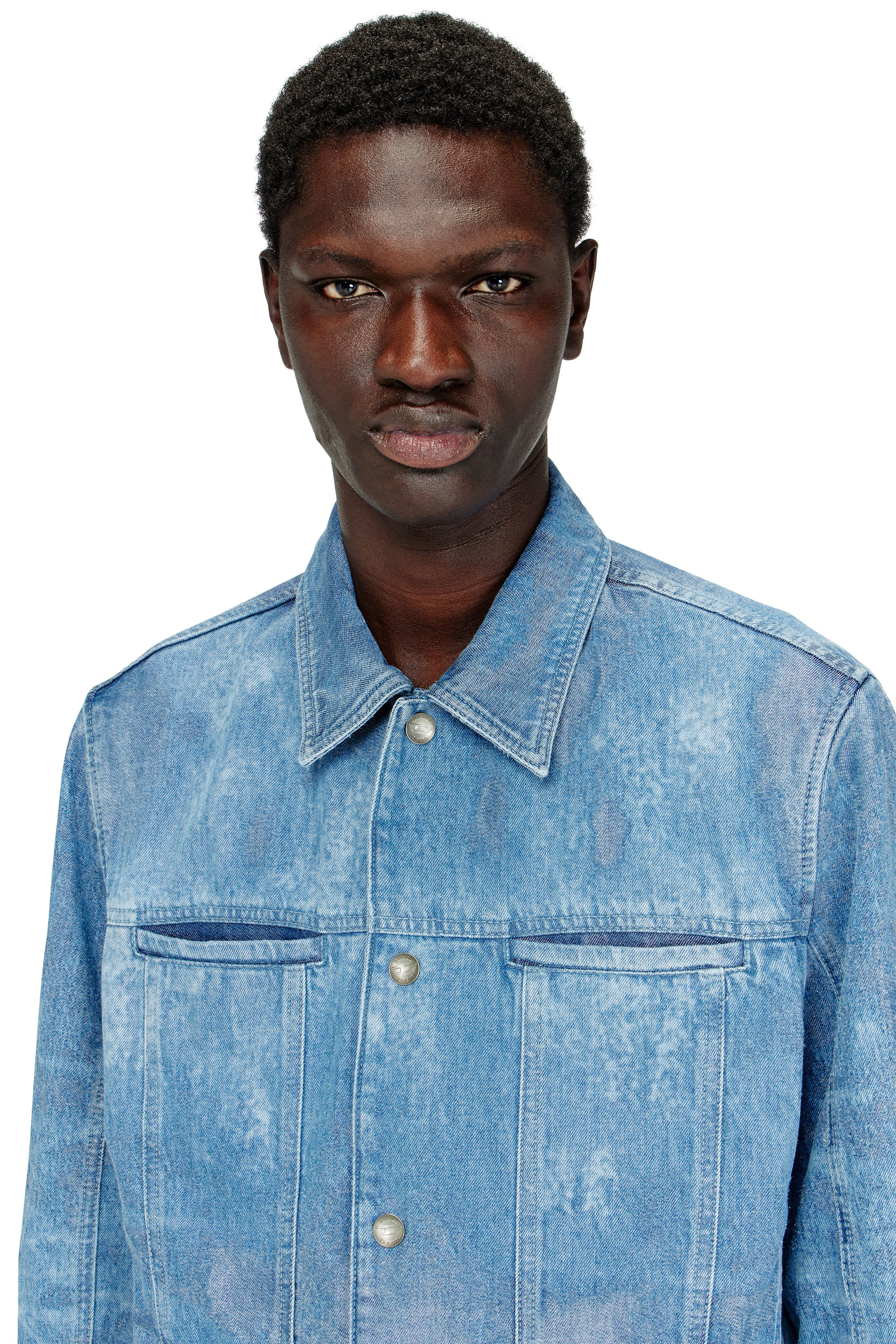 Diesel - D-SERON-FSI, Man's Jacket in satin denim in Light Blue - 5