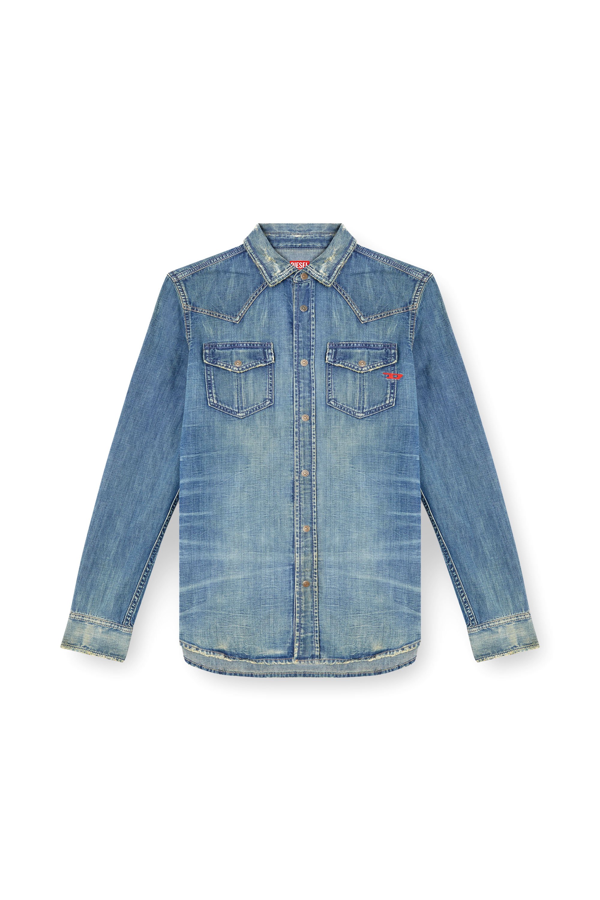 Diesel - D-VEGA, Man's Denim overshirt in Medium blue - 3