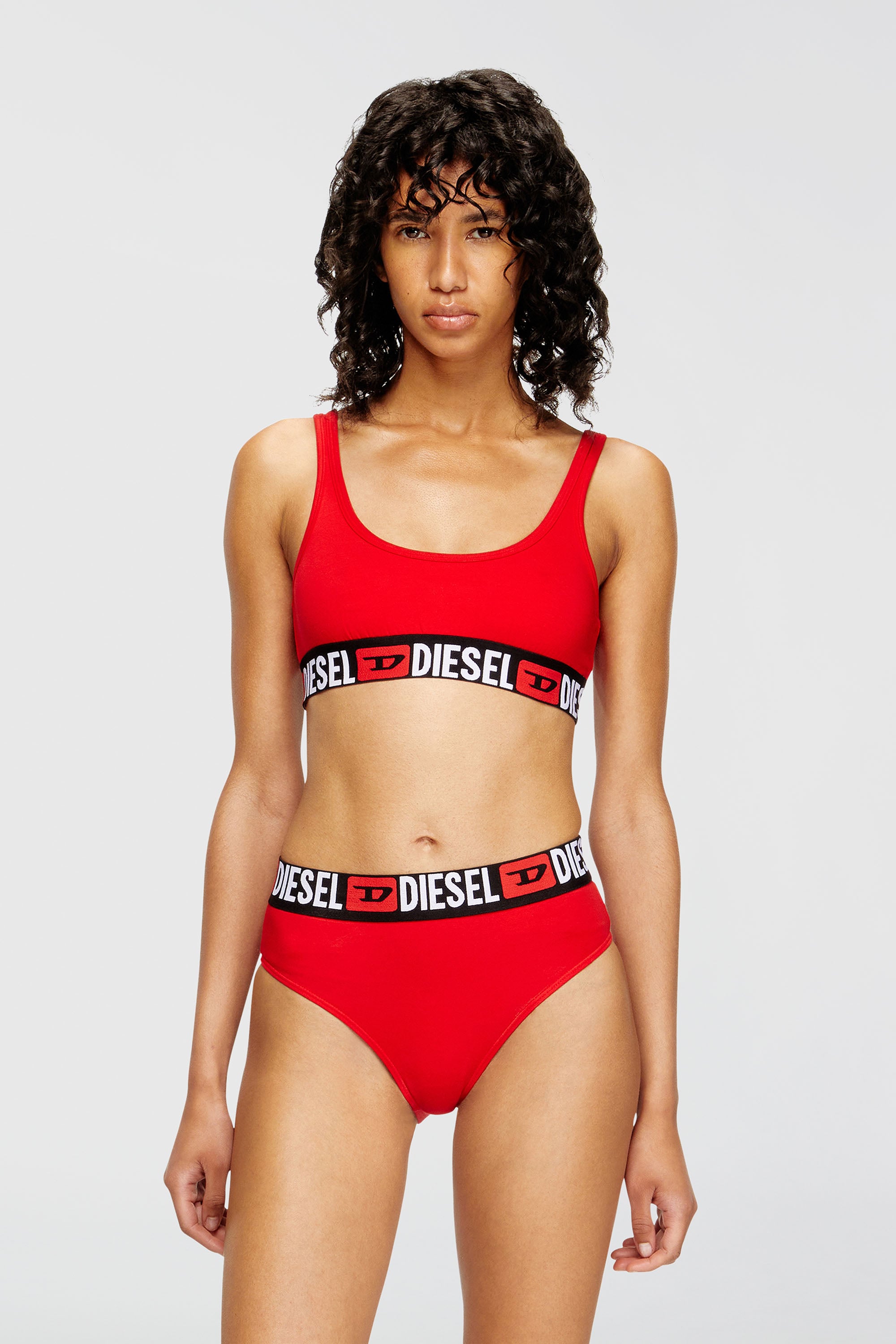 Diesel - UFSB-ORIBA, Woman's Cotton bralette with logo in Red - 1