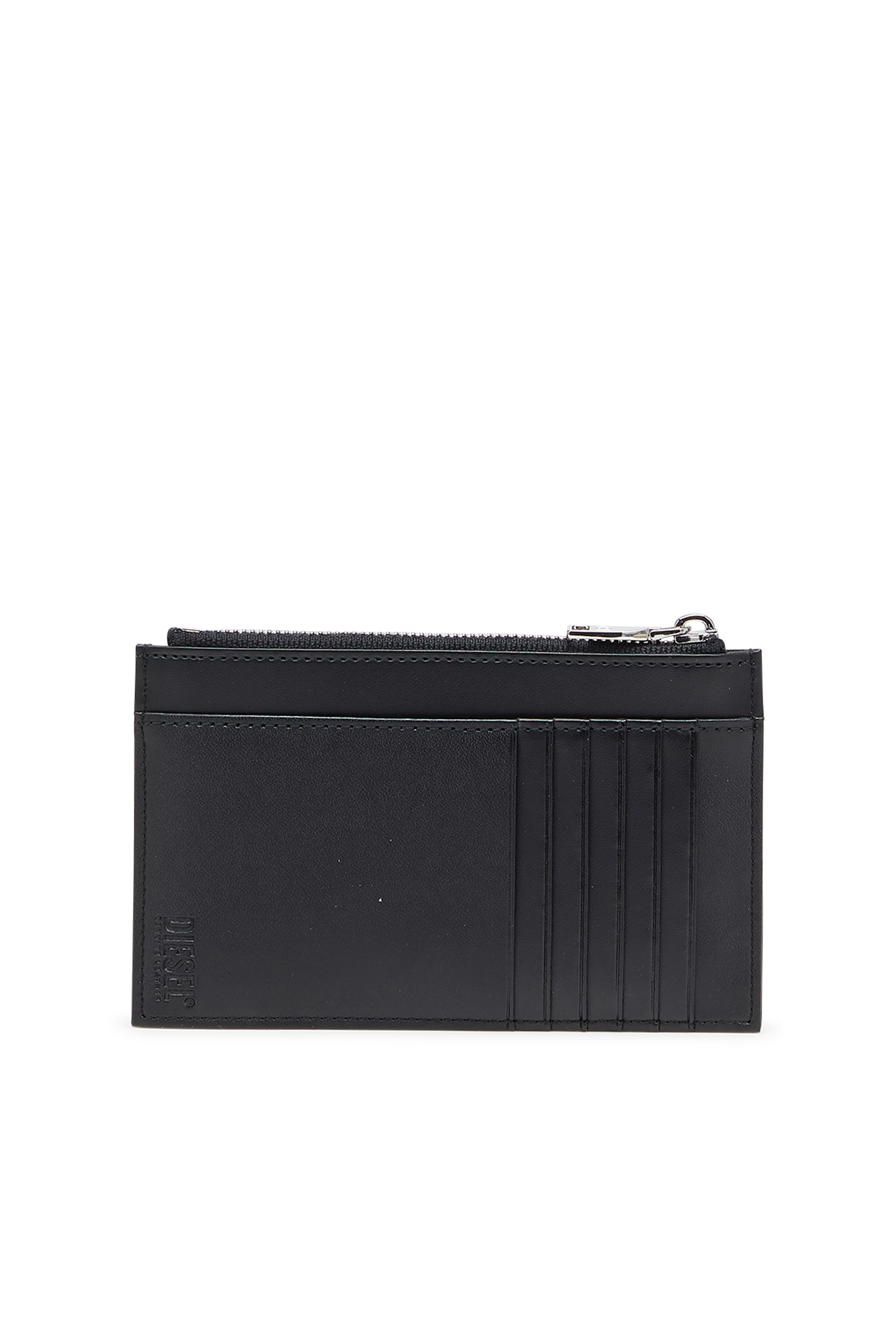 Diesel - D-LOGO 2.0 CARD CASE VI, Man's Leather card holder with zip pocket in Black - 2