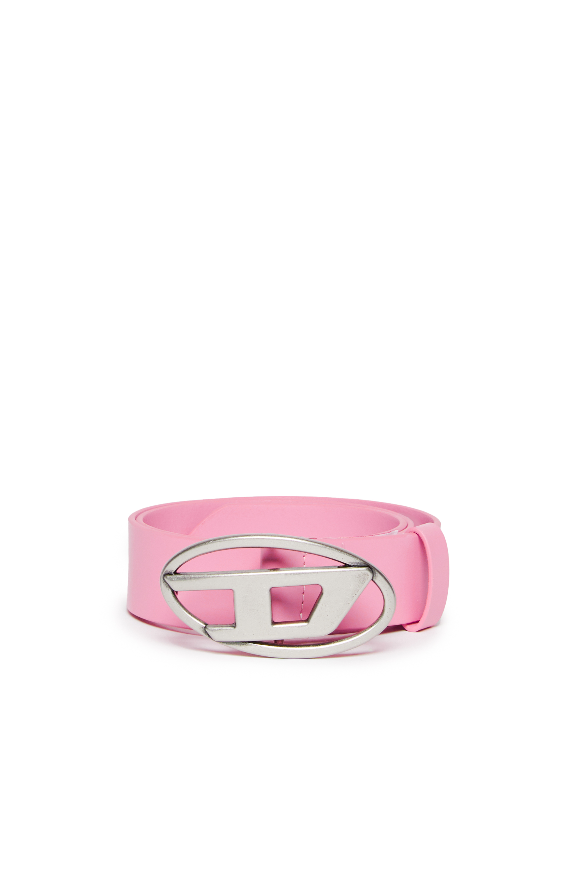 Diesel - B1DR, Unisex's Leather belt with Oval D buckle in Pink - 1