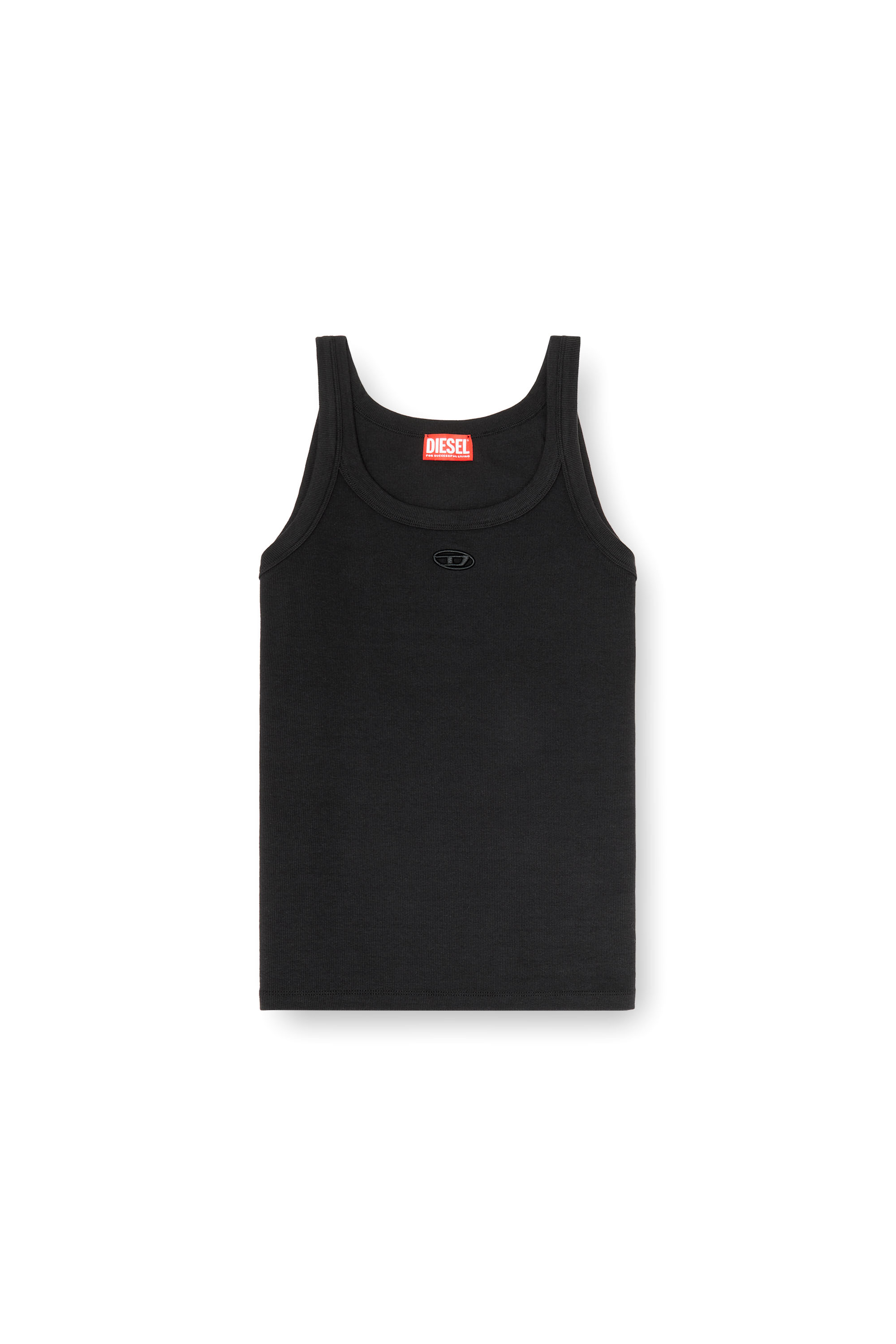Diesel - T-WIFE-DCO, Man's Slim cotton tank with Oval D logo in Black - 2