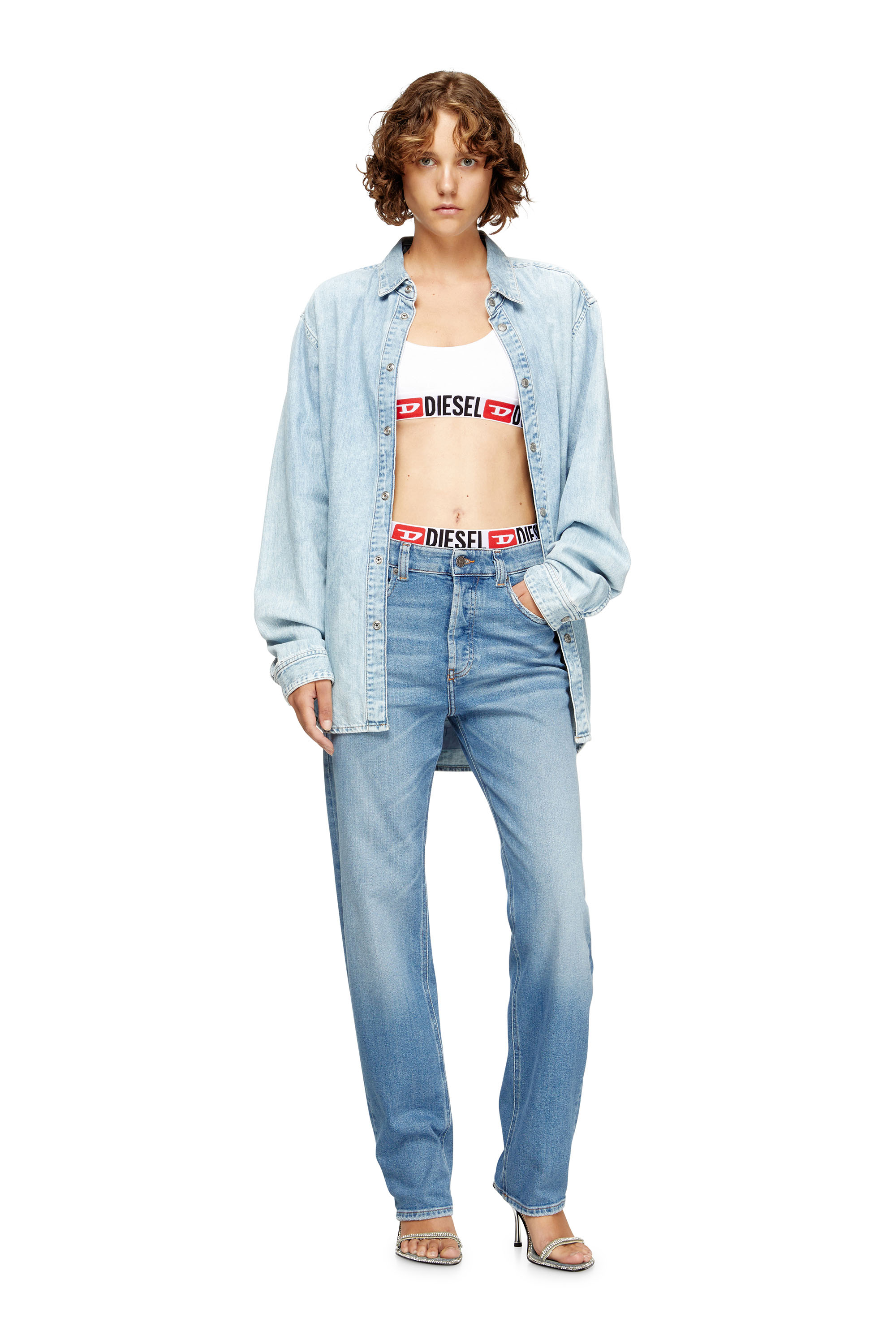 Diesel - UFSB-ORIBA, Woman's Bralette with logo band in White - 6