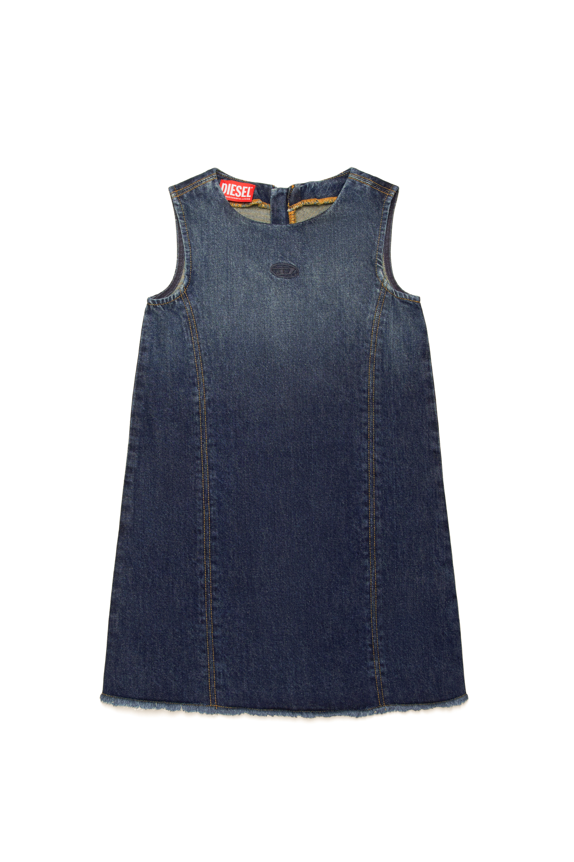 Diesel - DESTAR-S, Woman's Denim dress with frayed hem in Dark Blue - 1