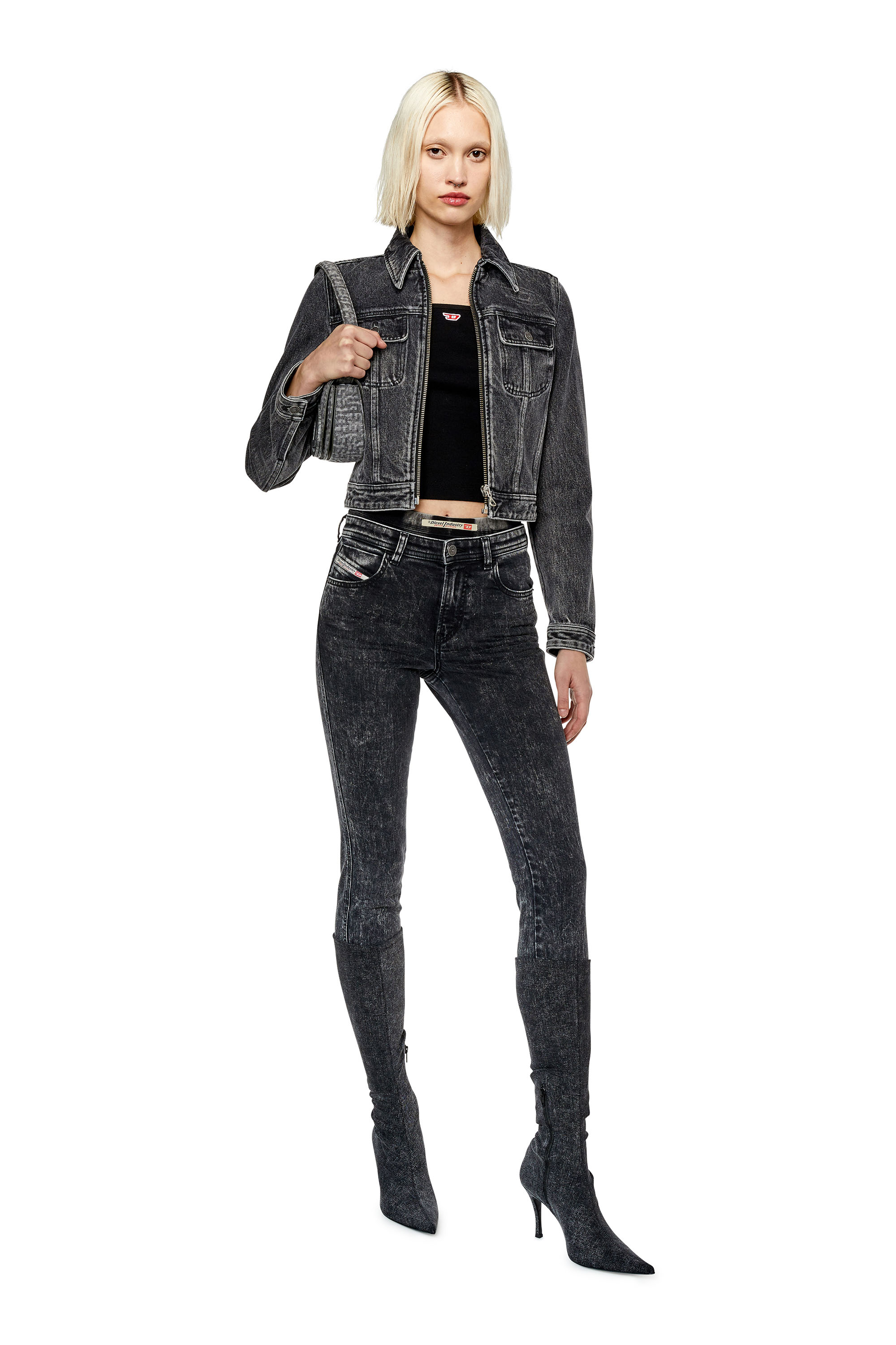 Diesel - 2015 Babhila 0ENAN Skinny Jeans, Black/Dark grey - Image 4