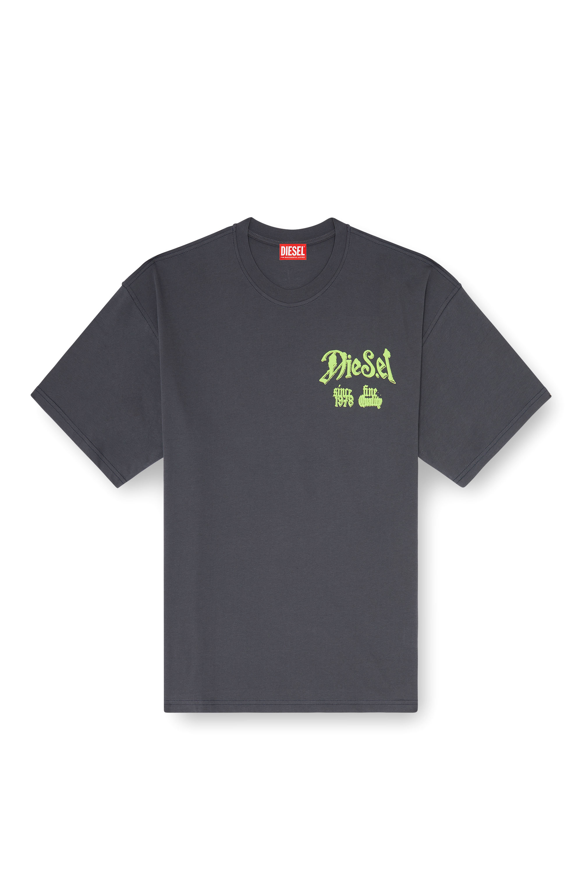 Diesel - T-BOXT-AA2, Man's Cotton T-shirt with flock graphic in Dark grey - 3